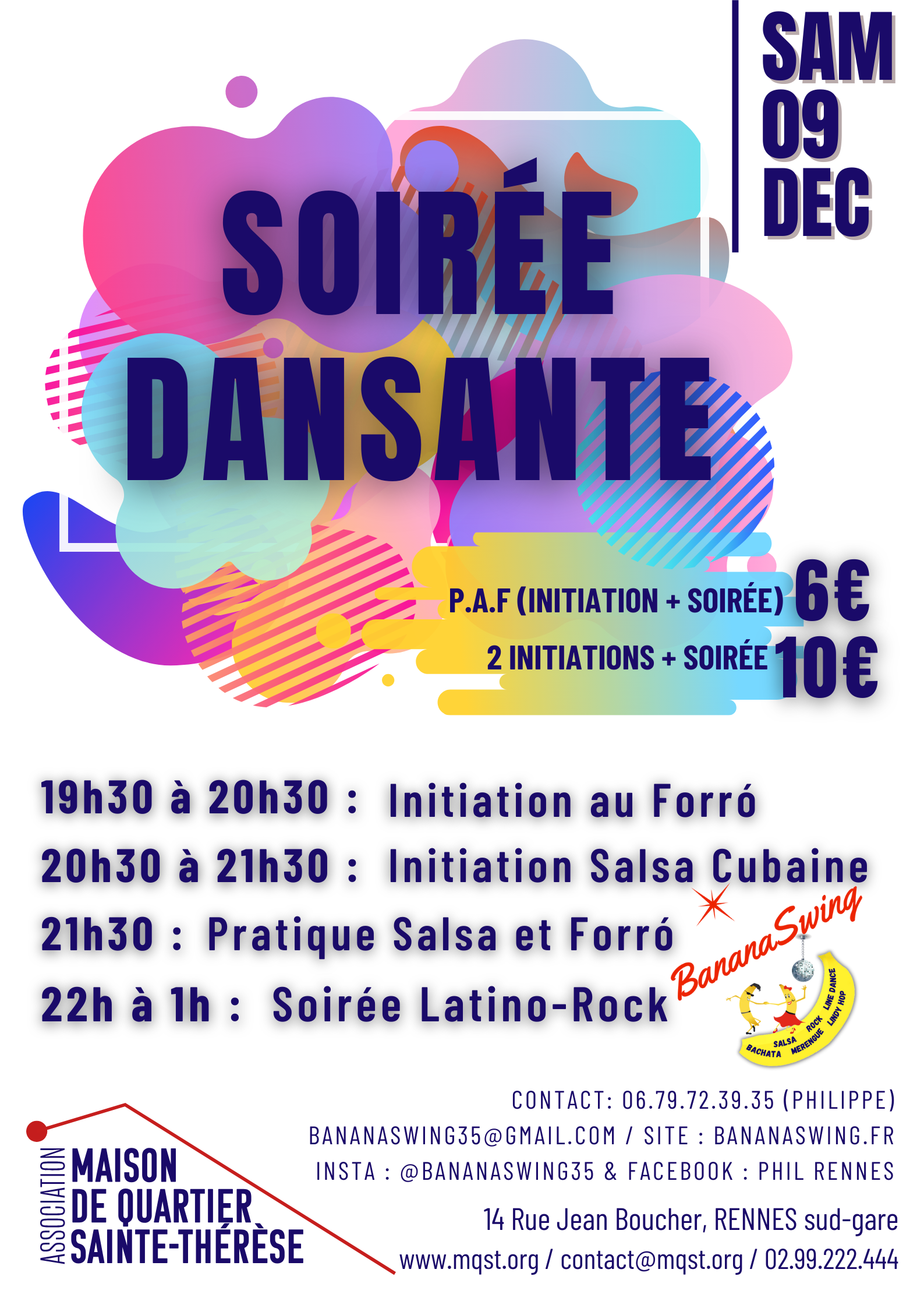 Initiations Forró & Salsa Cubaine, soirée "Saturday Rock'n Salsa" à la Maison de Quartier Ste-Thérèse