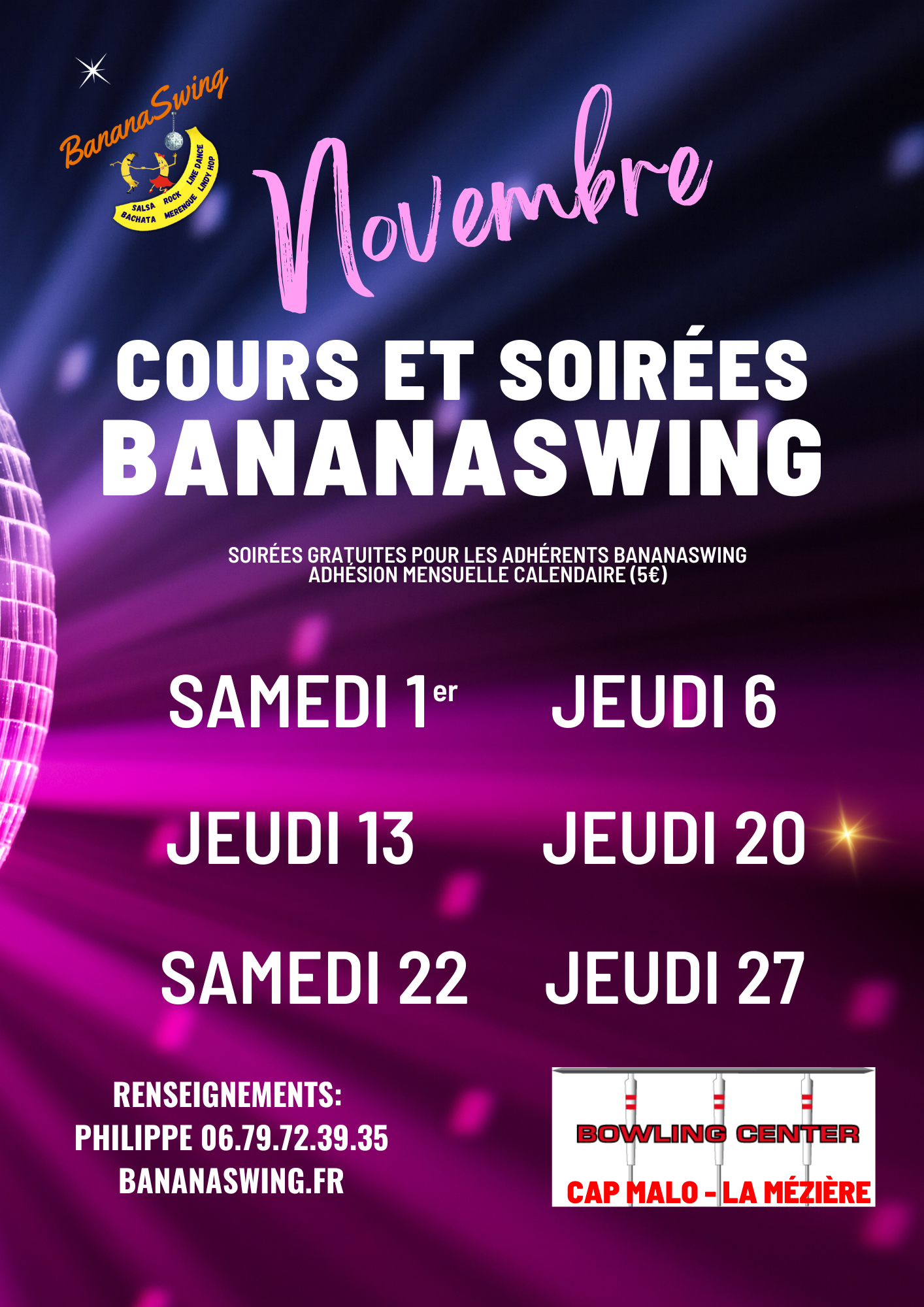 Kizomba, Rock et Bachata + Soirée Latino-Rock au Bowling Cap Malo