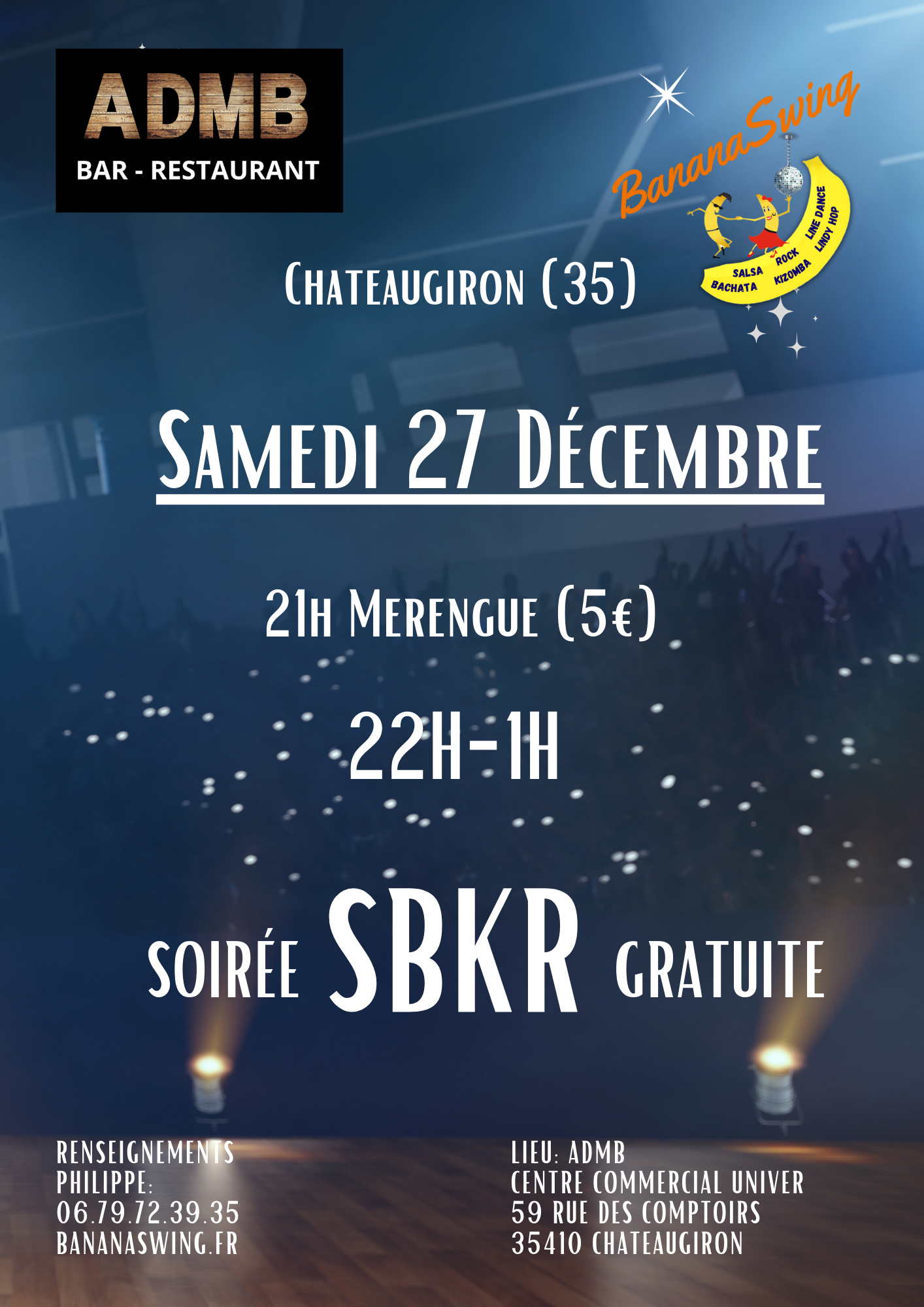 Stage de Merengue + Soirée Latino-Rock à l'ADMB à Chateaugiron