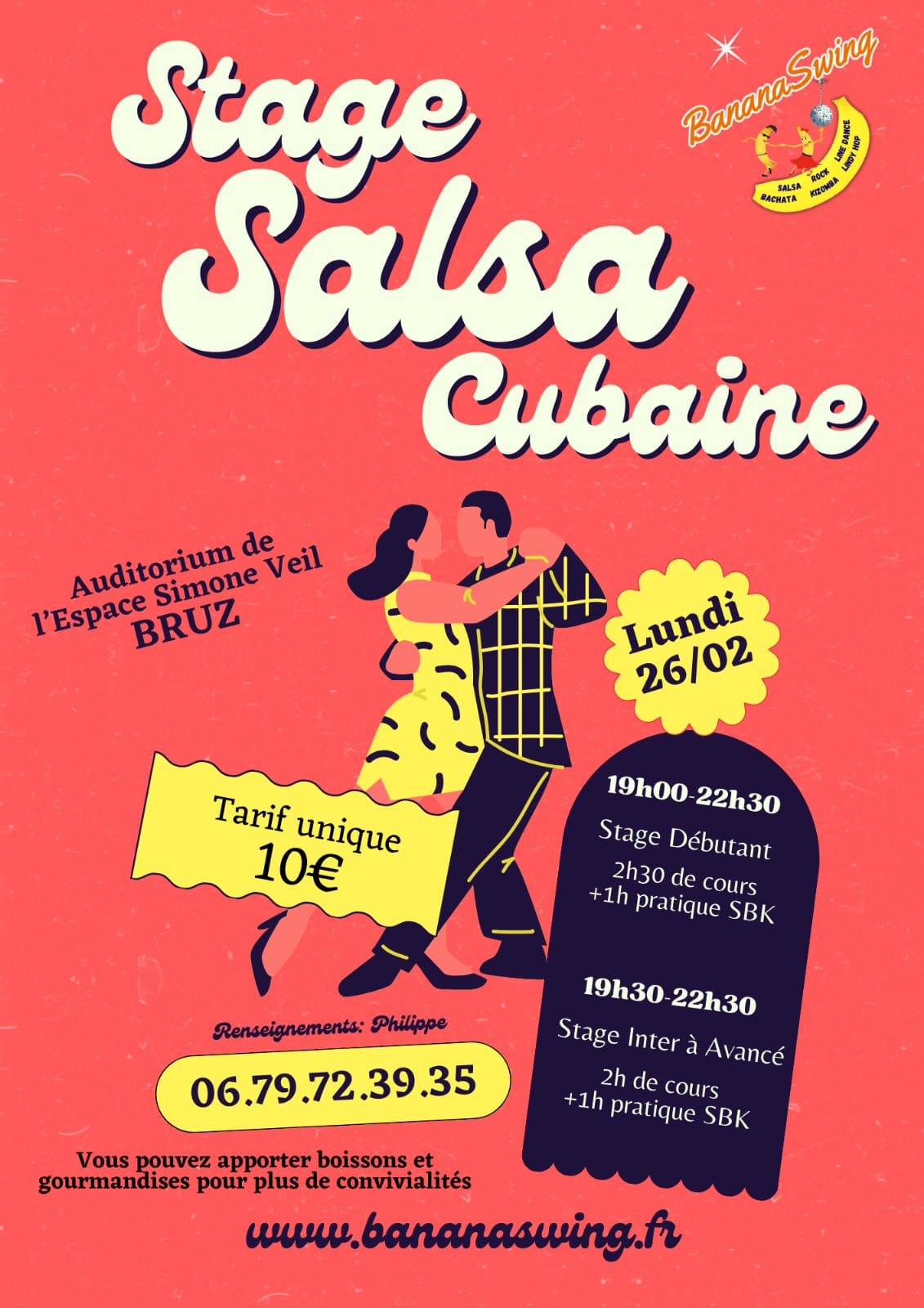 Stage Salsa Cubana tous niveaux à Bruz (Auditorium de l'Espace Simone Veil)