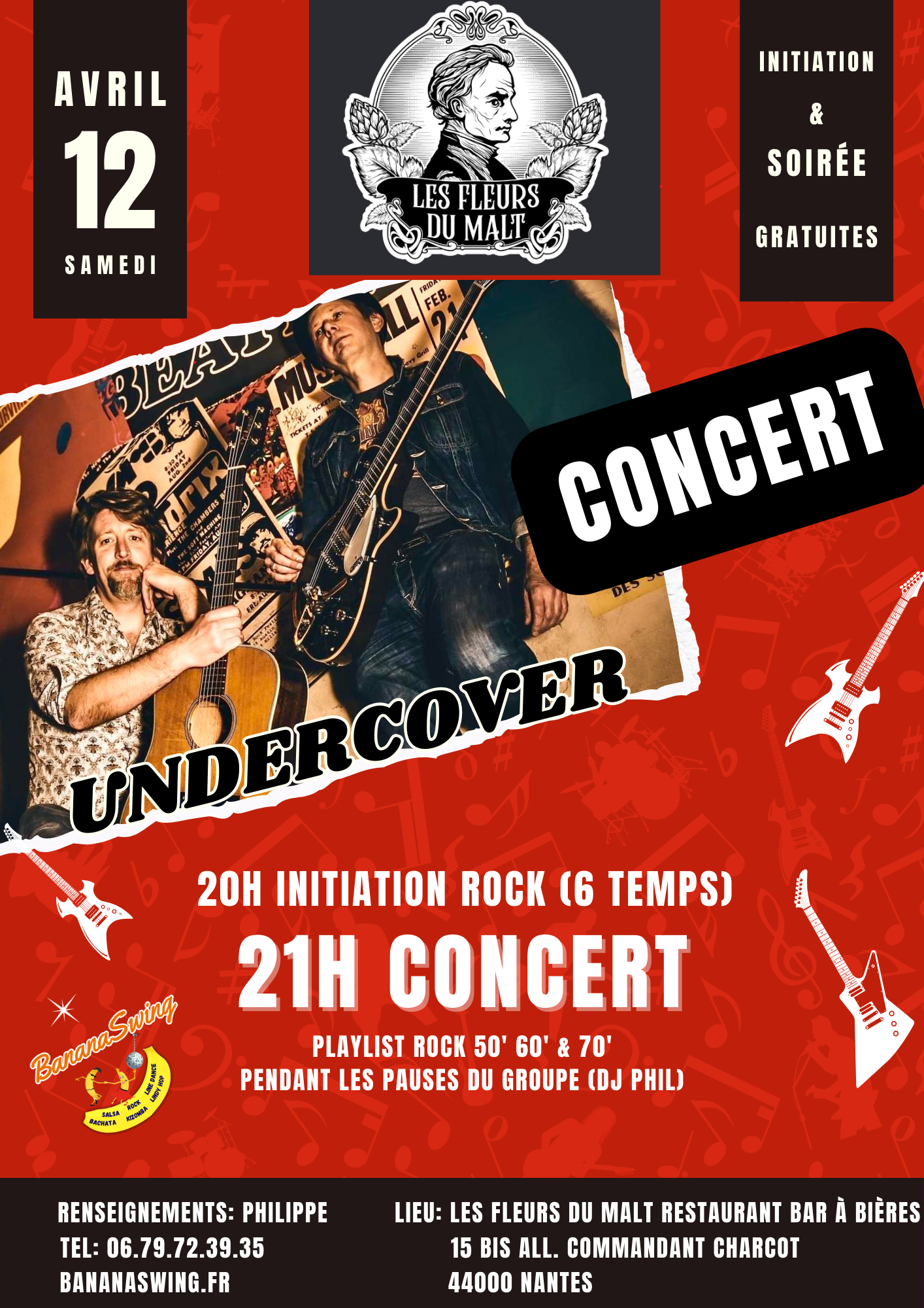Initiation Rock + Soirée Rock avec "Undercover" au "Fleurs du Malt"