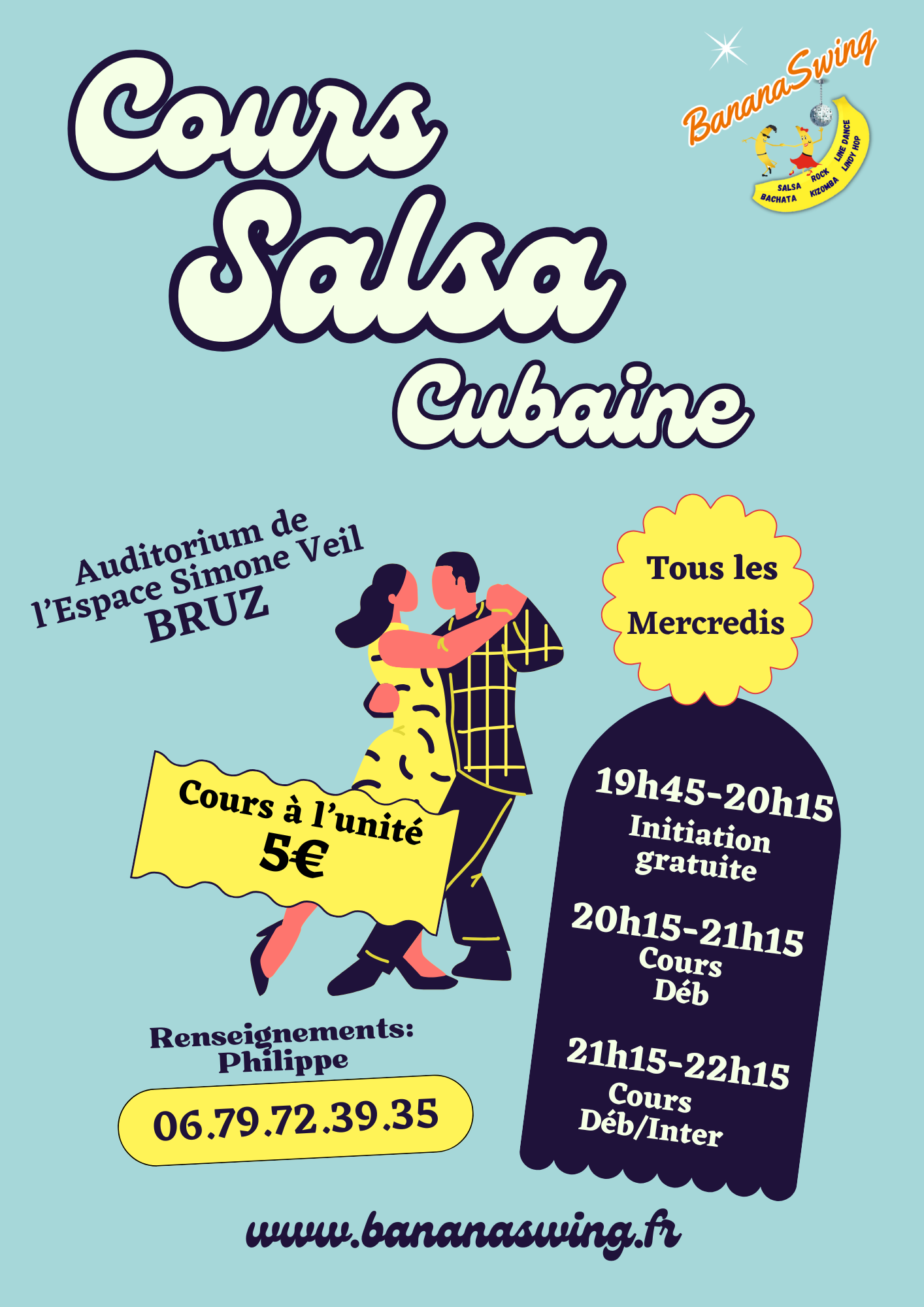 Stage de Salsa cubana débutant et inter + Pratique (Auditorium de l'Espace Simone Veil)