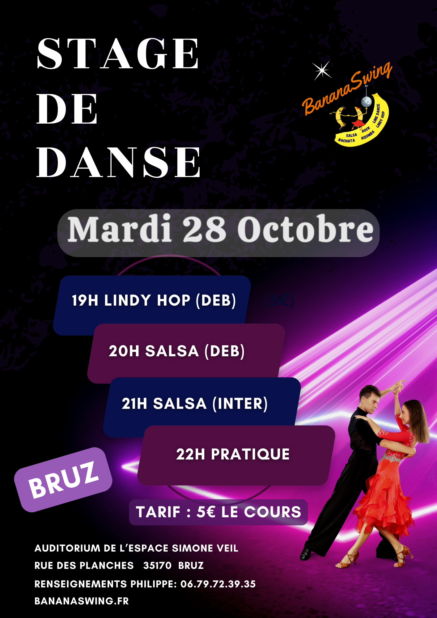 Stage de Lindy hop & Salsa à l'Auditorium de l'Espace Simone Veil à Bruz