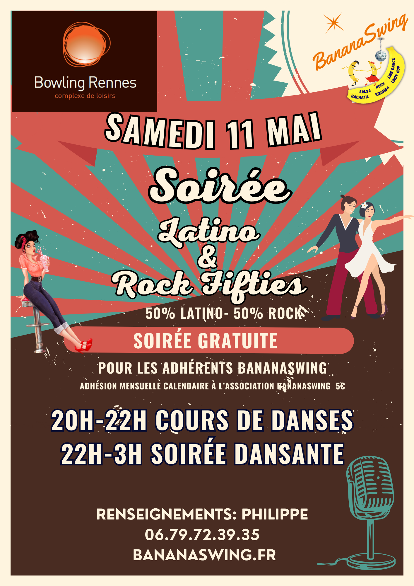 Bachata & Rock + Soirée Latino-Rock "Fifties" au Bowling Alma