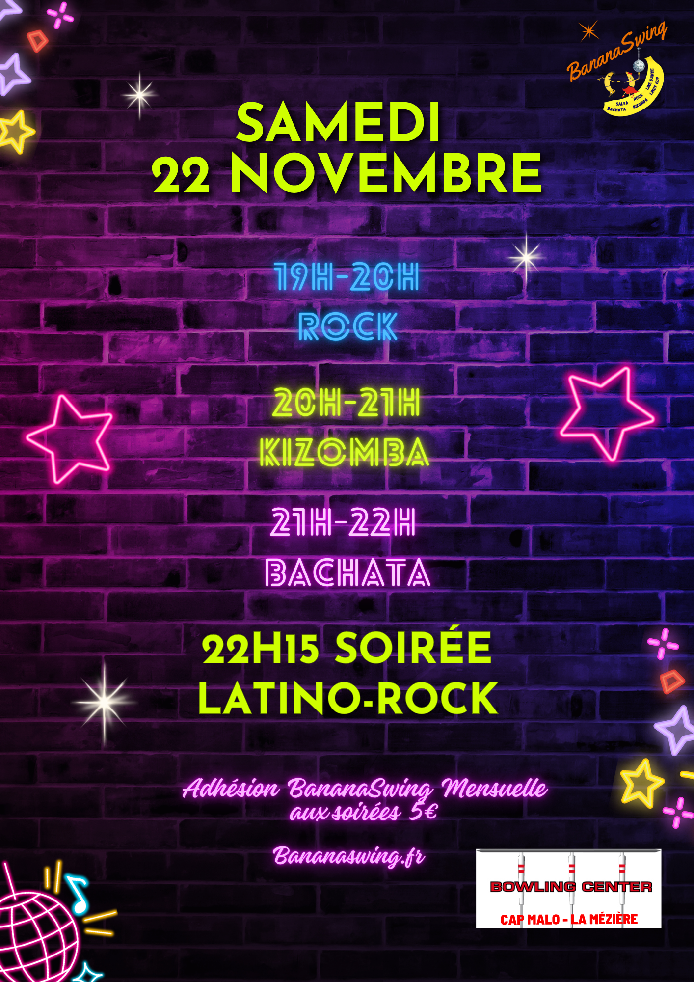 Rock, Kizomba et Bachata + Soirée Latino-Rock au Bowling Cap Malo