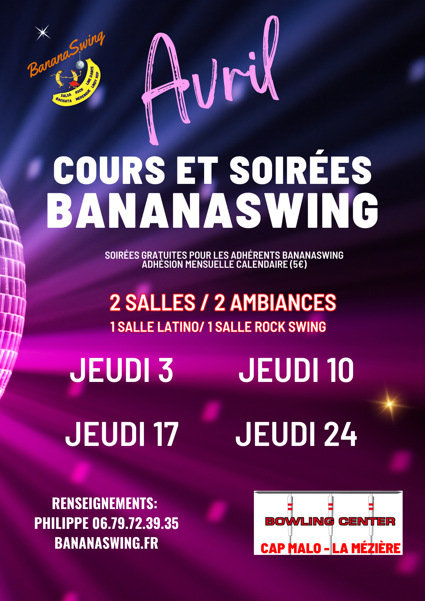 Kizomba, Rock & Bachata + Soirée 2 pistes 2 ambiances au Bowling Cap Malo