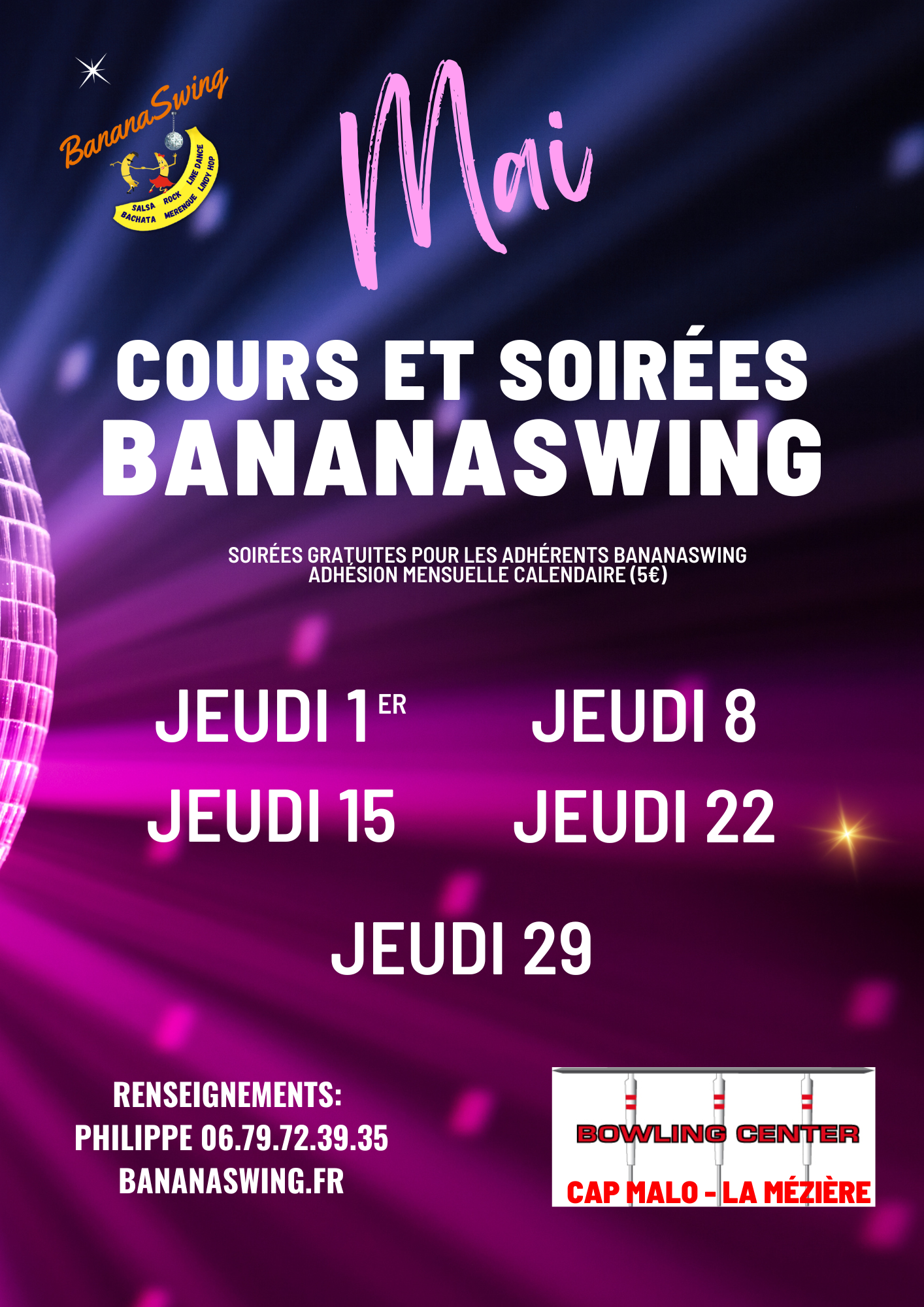 Lindy hop, Kizomba et Bachata + Soirée Latino-Rock au Bowling Cap Malo