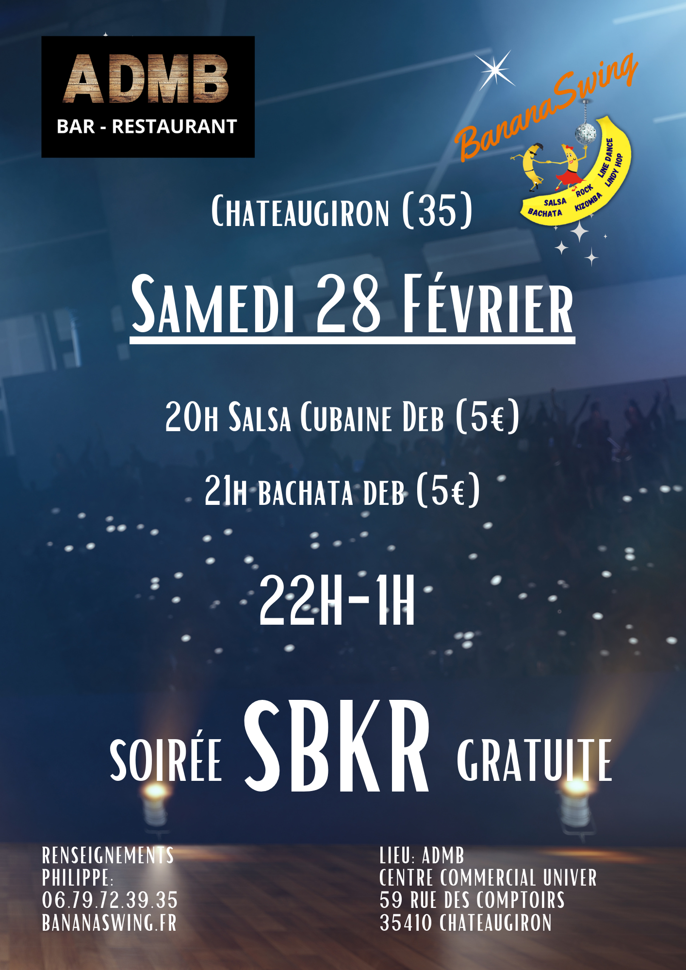 Stage de Salsa  et Bachata + Soirée Latino-Rock à l'ADMB à Chateaugiron
