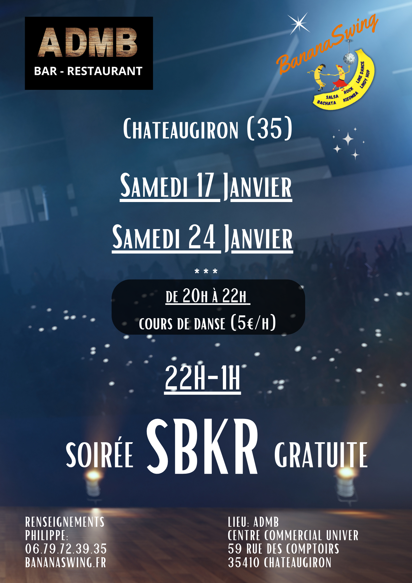 Stage de Salsa  et Bachata + Soirée Latino-Rock à l'ADMB à Chateaugiron