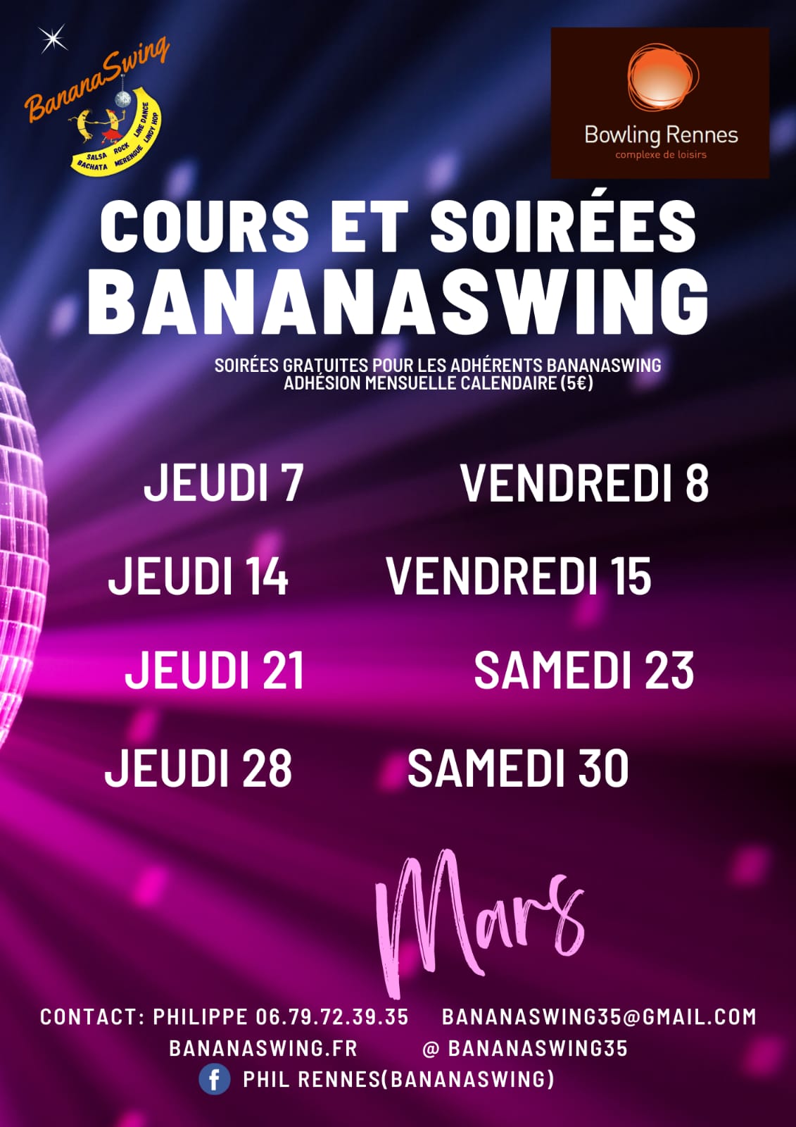 Bachata, Kizomba & Rock + Soirée Latino-Rock au Bowling Alma