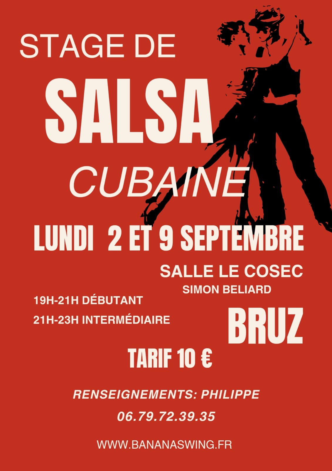 Stage Salsa Cubana tous niveaux à Bruz (Stade Simeon Belliard)