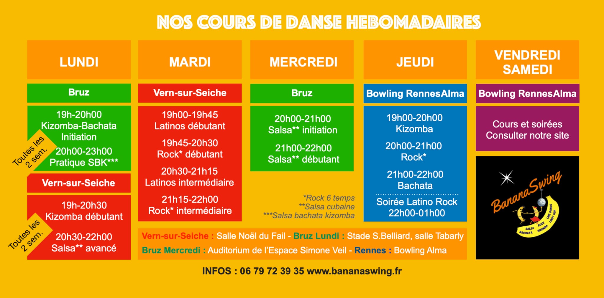 Cours d'essai Kizomba débutant et Salsa avancé à l'école Noël du Fail à Vern/Seiche