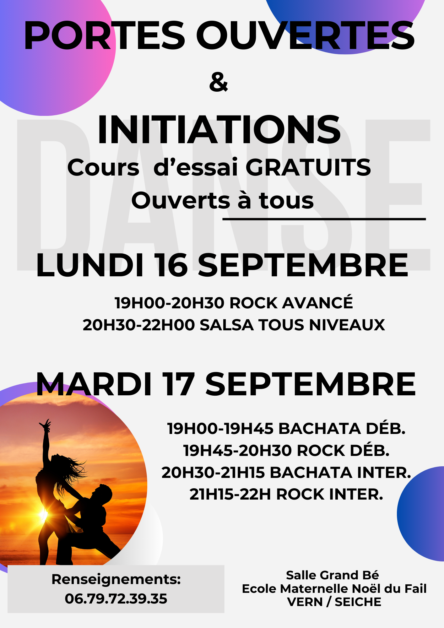 Portes Ouvertes et cours d'essai à l'école Noël du Fail à Vern/Seiche