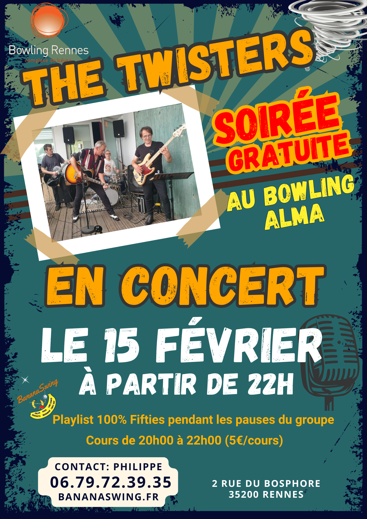 Soirée-Concert (gratuit) avec "The Twisters" au Bowling Alma (ANNULÉ)
