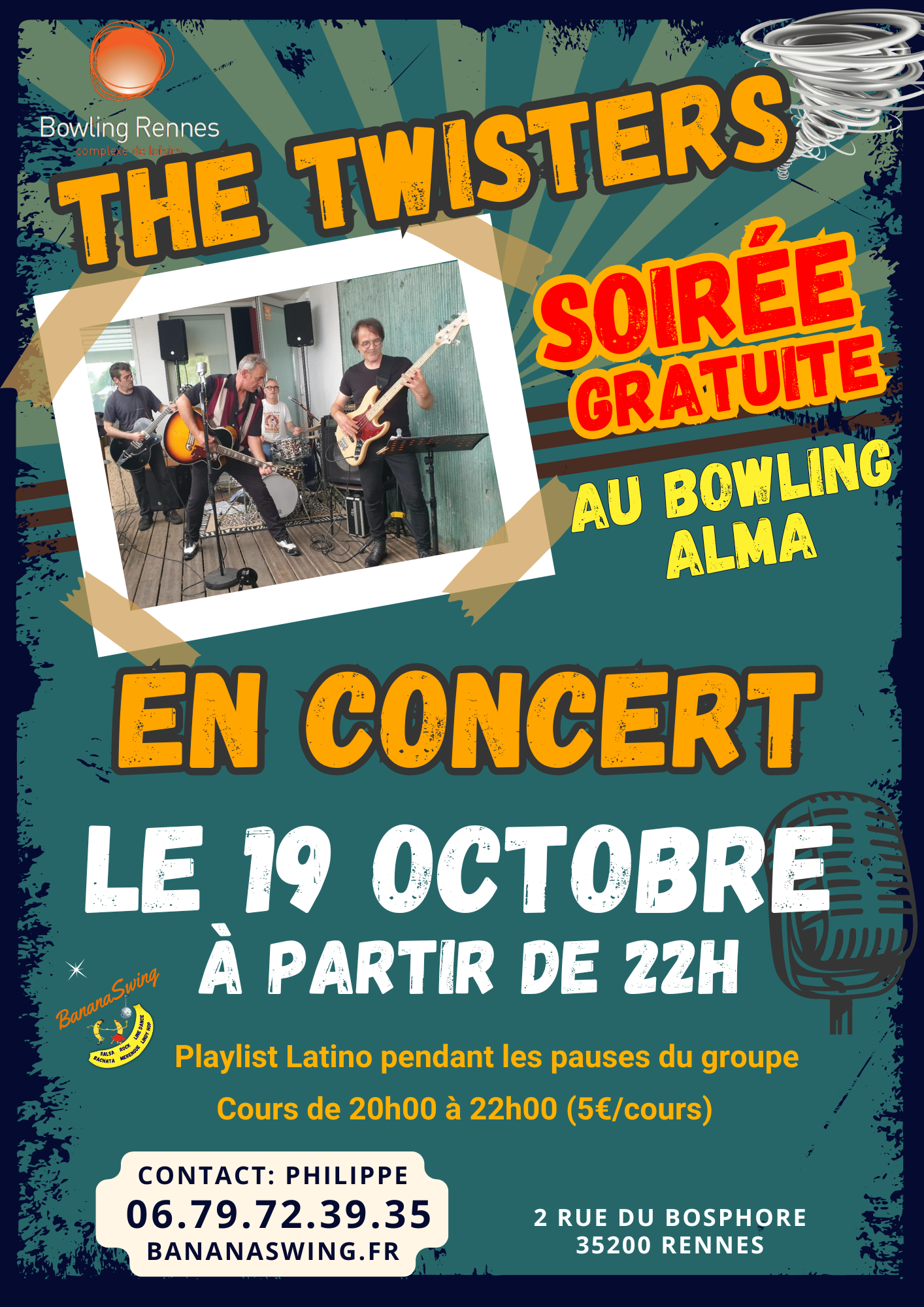 Soirée-Concert (gratuit) avec "The Twisters" au Bowling Alma