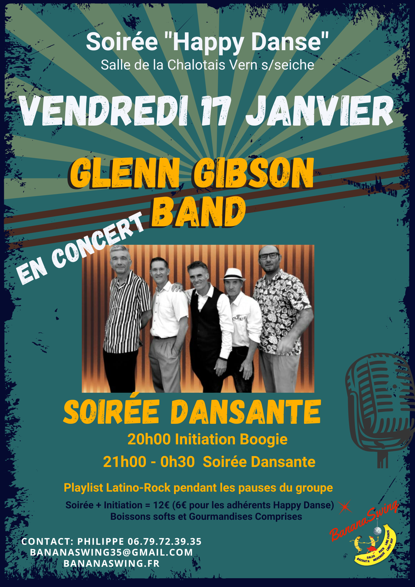 Initiation Boogie & Soirée-Concert avec "Glenn Gibson Band", salle de la Chalotais à Vern/Seiche