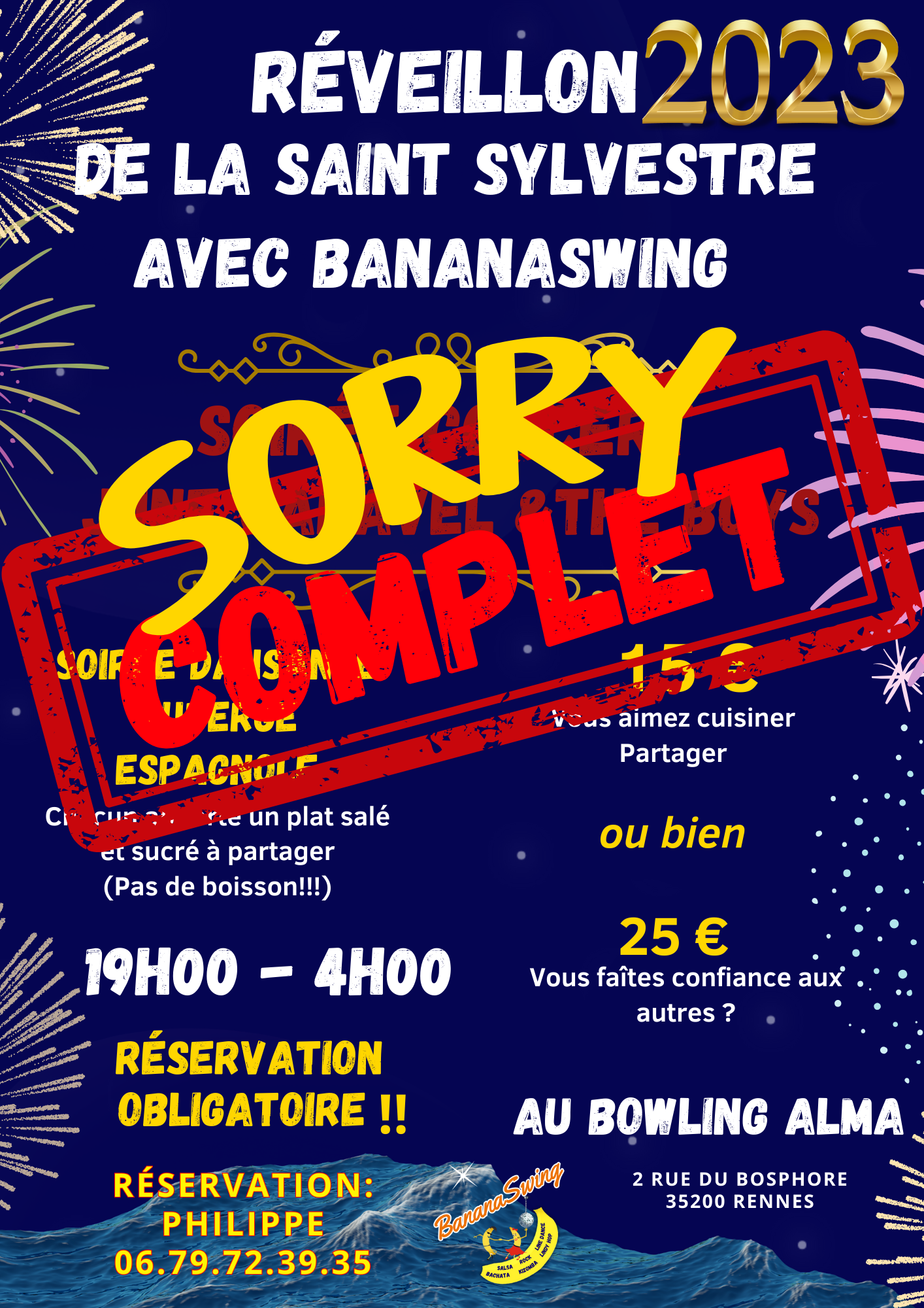 Réveillon dansant "auberge espagnole" et concert de Rock au Bowling Alma à Rennes