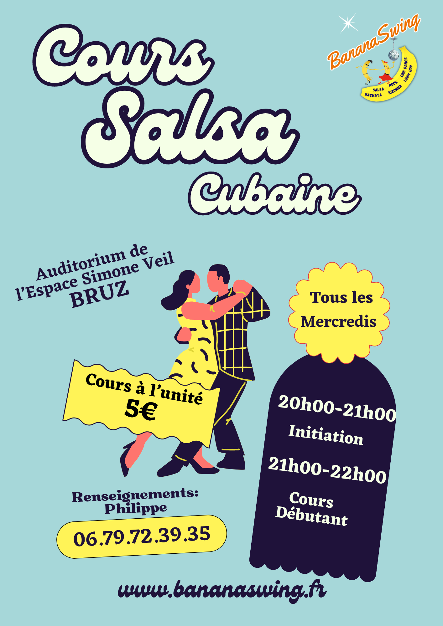 Stage de Salsa cubana débutant et inter + Pratiqua (Auditorium de l'Espace Simone Veil)