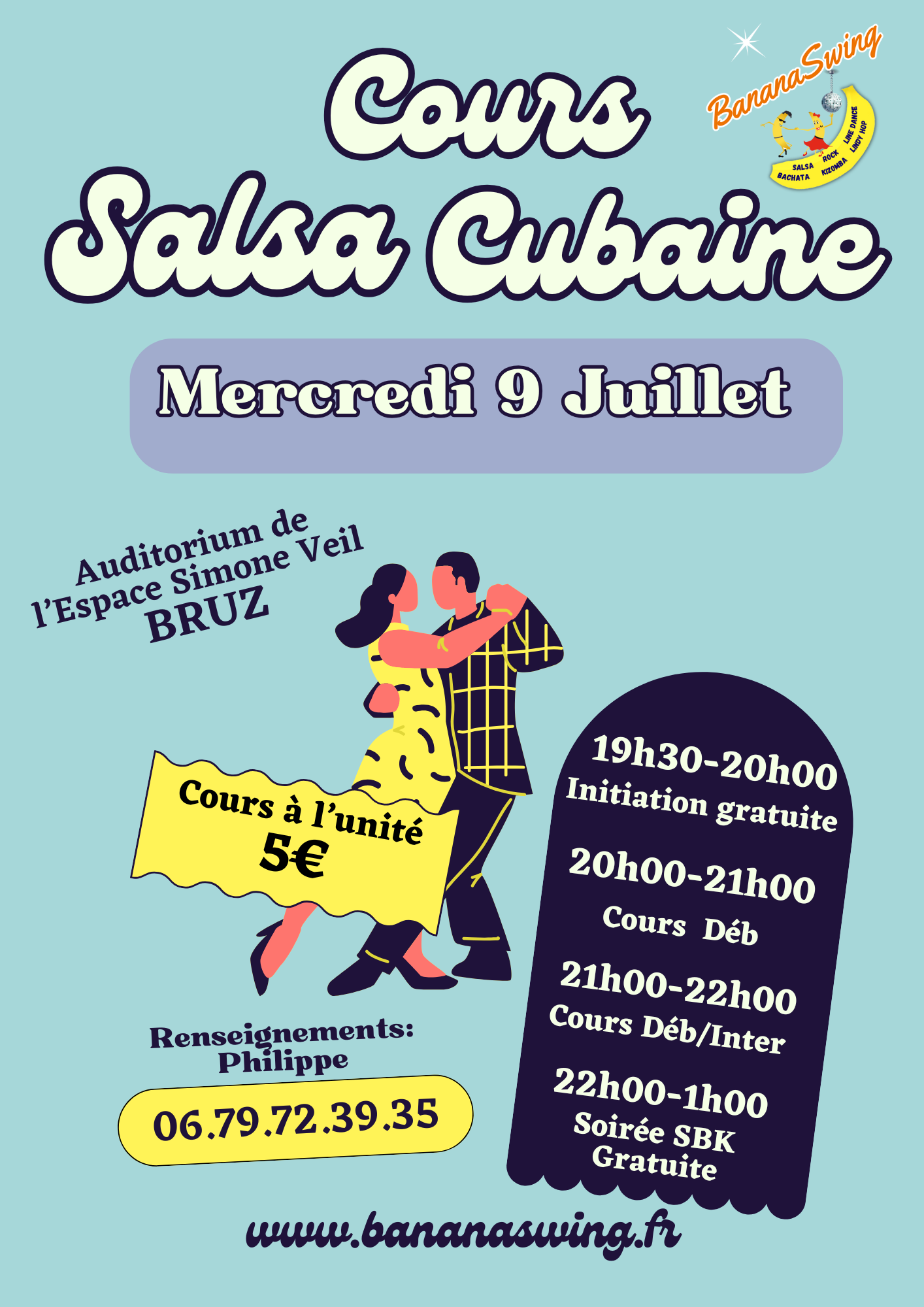 Stage de Salsa cubana débutant et inter + Soirée SBK (Auditorium de l'Espace Simone Veil)