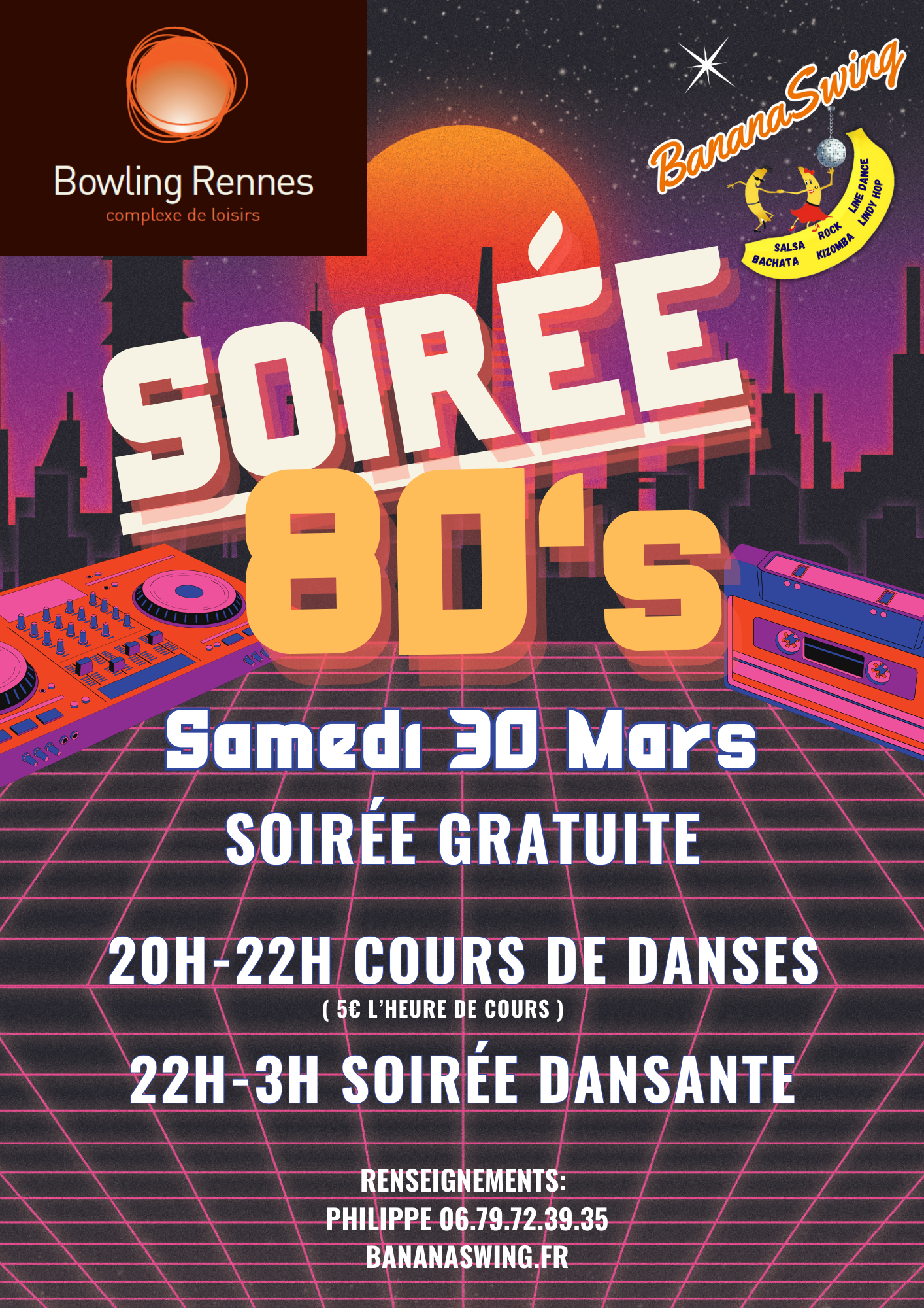 Line-dance et Rock + Soirée à thème "Années 80" au Bowling Alma