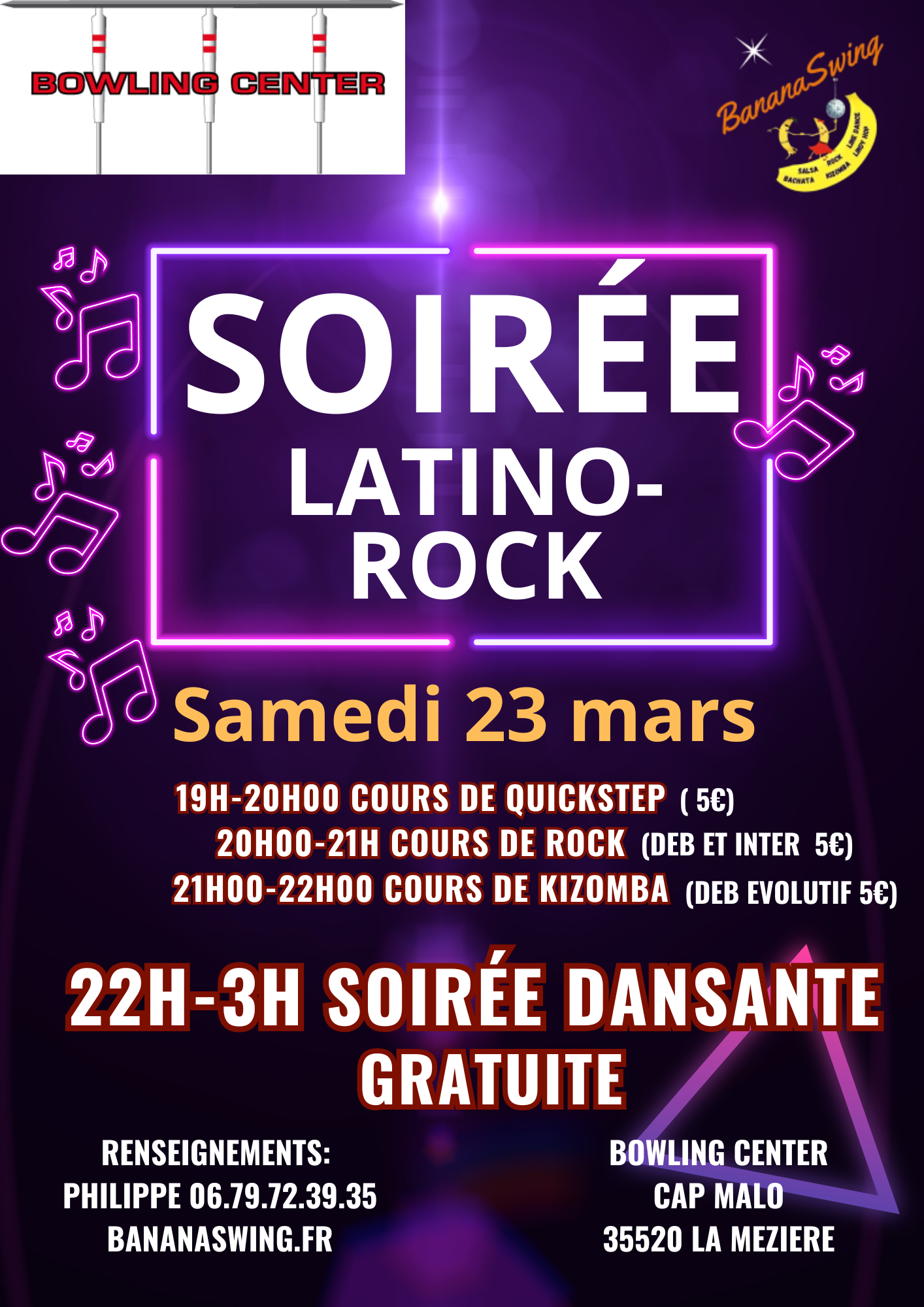 Quickstep, Rock & Kizomba + Soirée Latino-Rock au Bowling Cap Malo