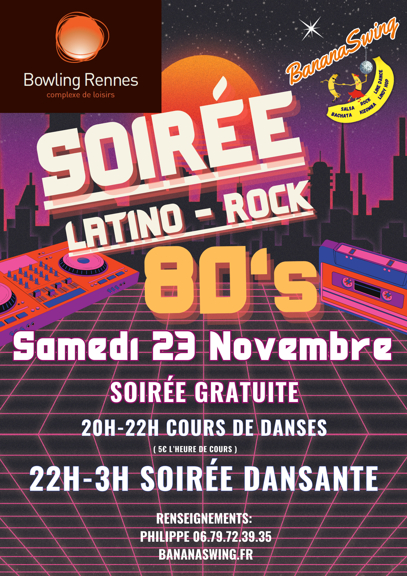 Chacha cubain, Rock, Bachata et Kizomba + Soirée Latino-Rock au Bowling Cap Malo