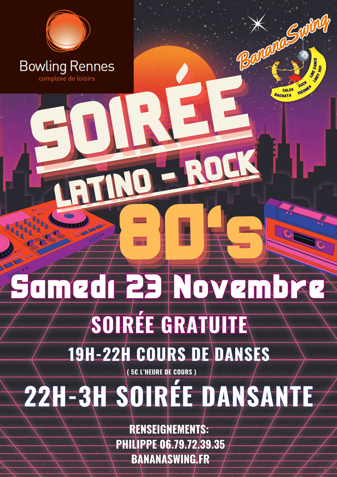 Chacha cubain, Rock, Bachata et Kizomba + Soirée Latino-Rock au Bowling Cap Malo