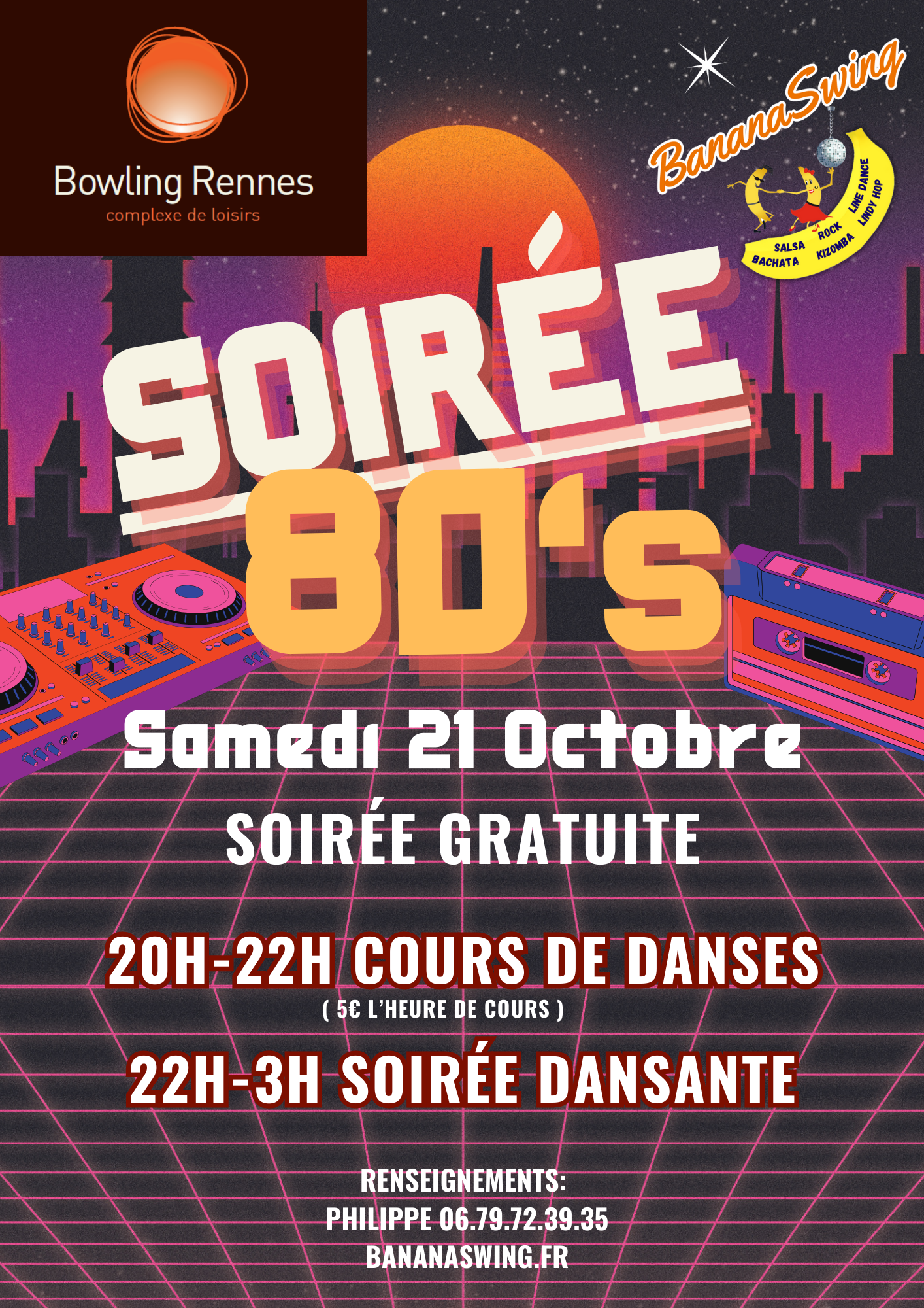 Line-dance et Rock + Soirée à thème "Années 80" au Bowling Alma