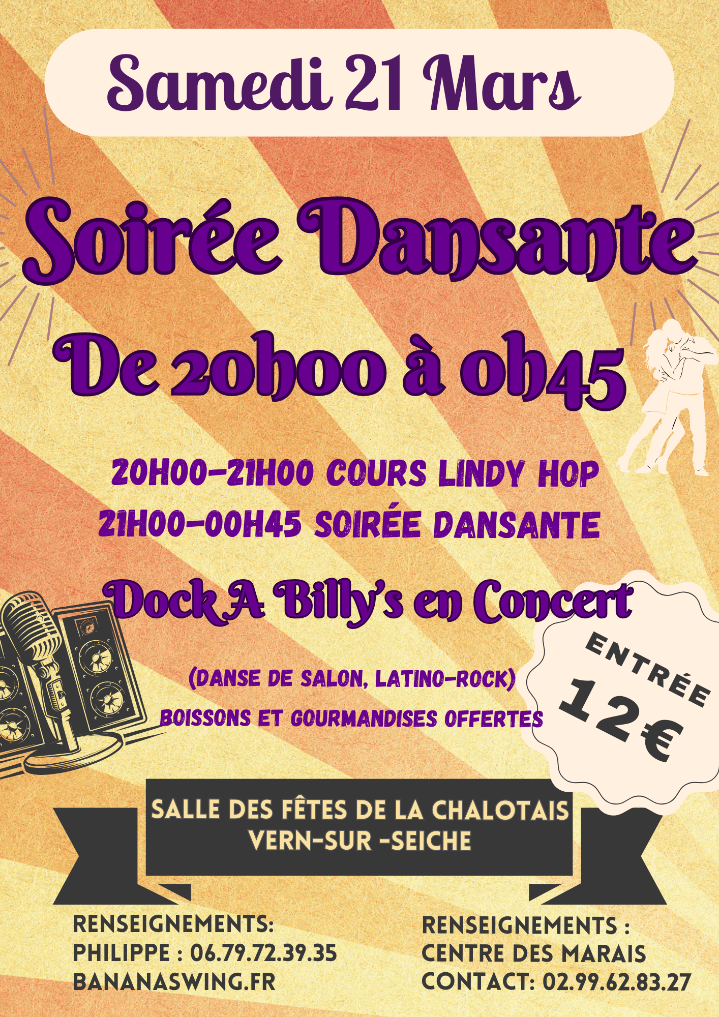 Initiation lindy hop & Soirée-Concert avec "Dock A Billy's", salle de la Chalotais à Vern/Seiche