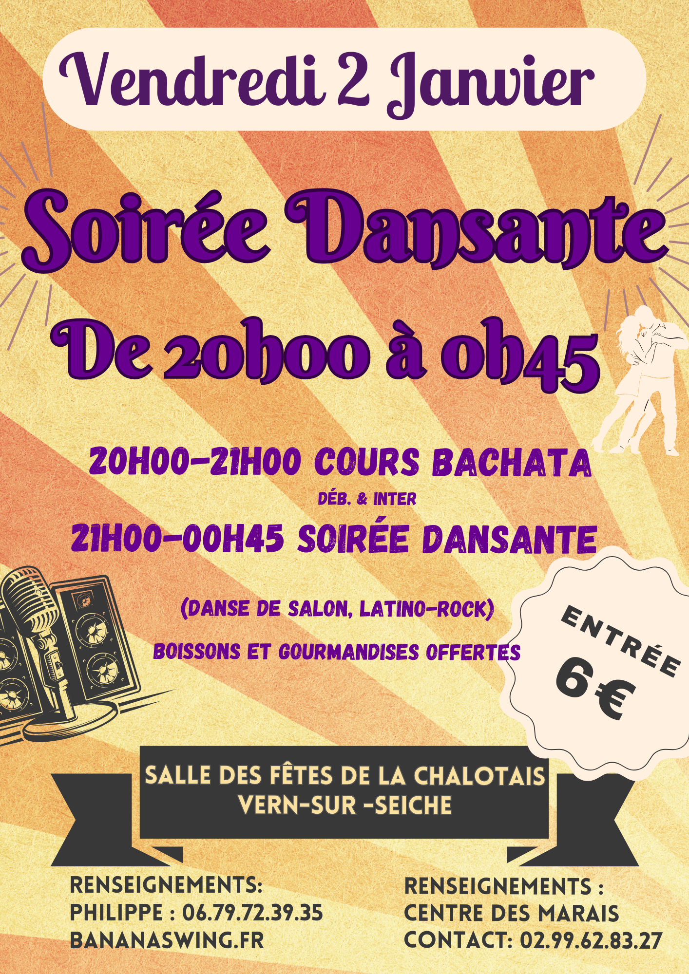 Bachata débutant et inter & Soirée "Happy Danse", salle de la Chalotais à Vern/Seiche