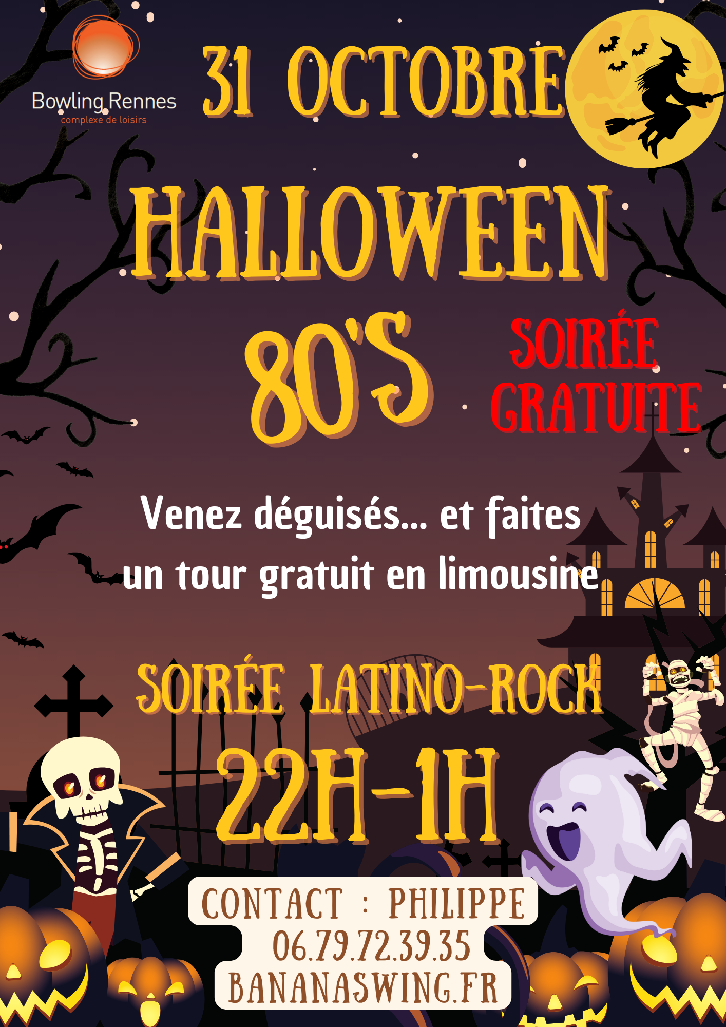 Kiz, Rock & Bachata + Soirée "Halloween" Latino-Rock années 80  au Bowling Alma