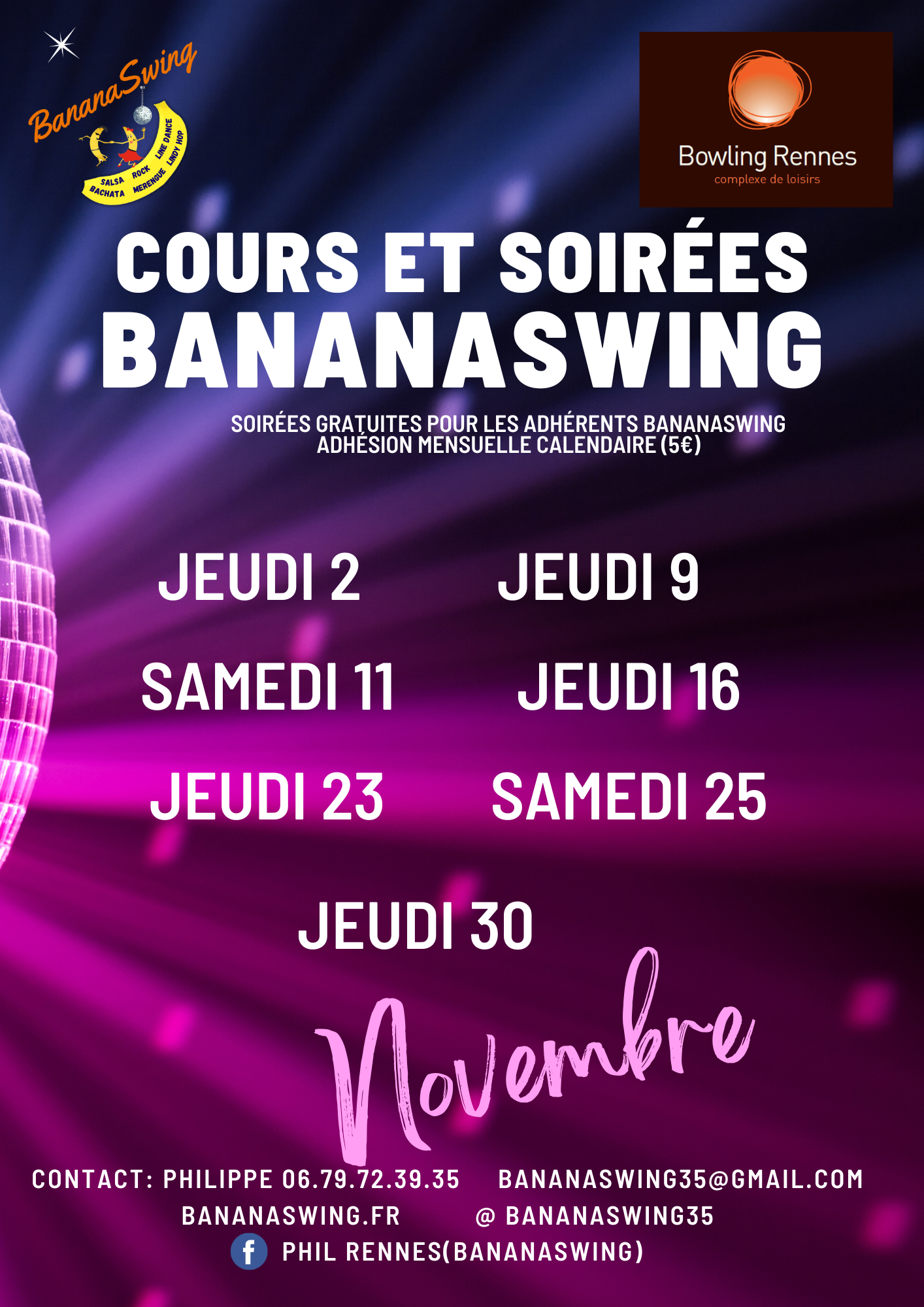 Line dance, Bachata & Kizomba + Soirée Latino-Rock au Bowling Alma