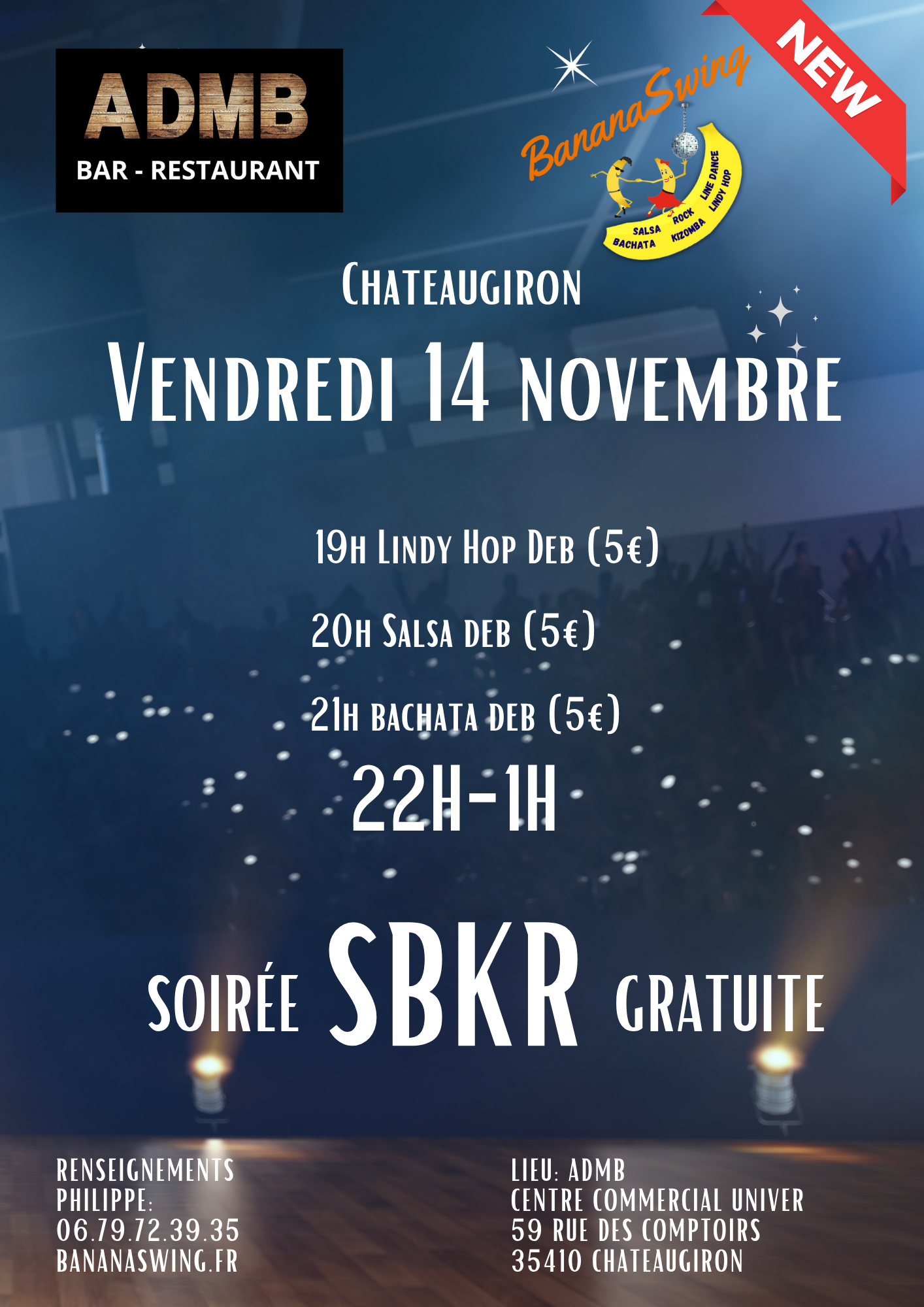 Lindy, Salsa et Bachata + Soirée Latino-Rock à l'ADMB à Chateaugiron