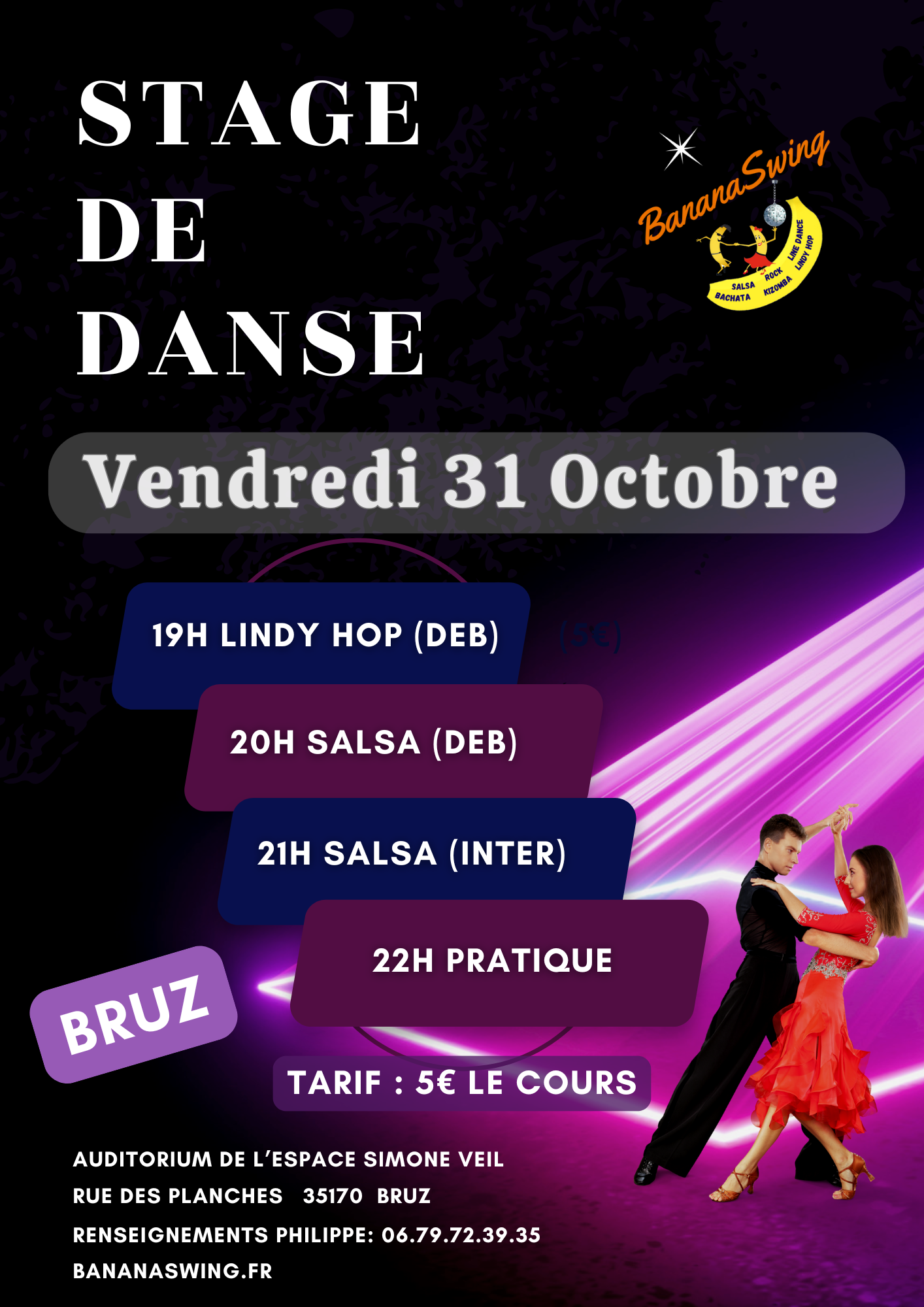 Stage de Lindy hop & Salsa à l'Auditorium de l'Espace Simone Veil à Bruz