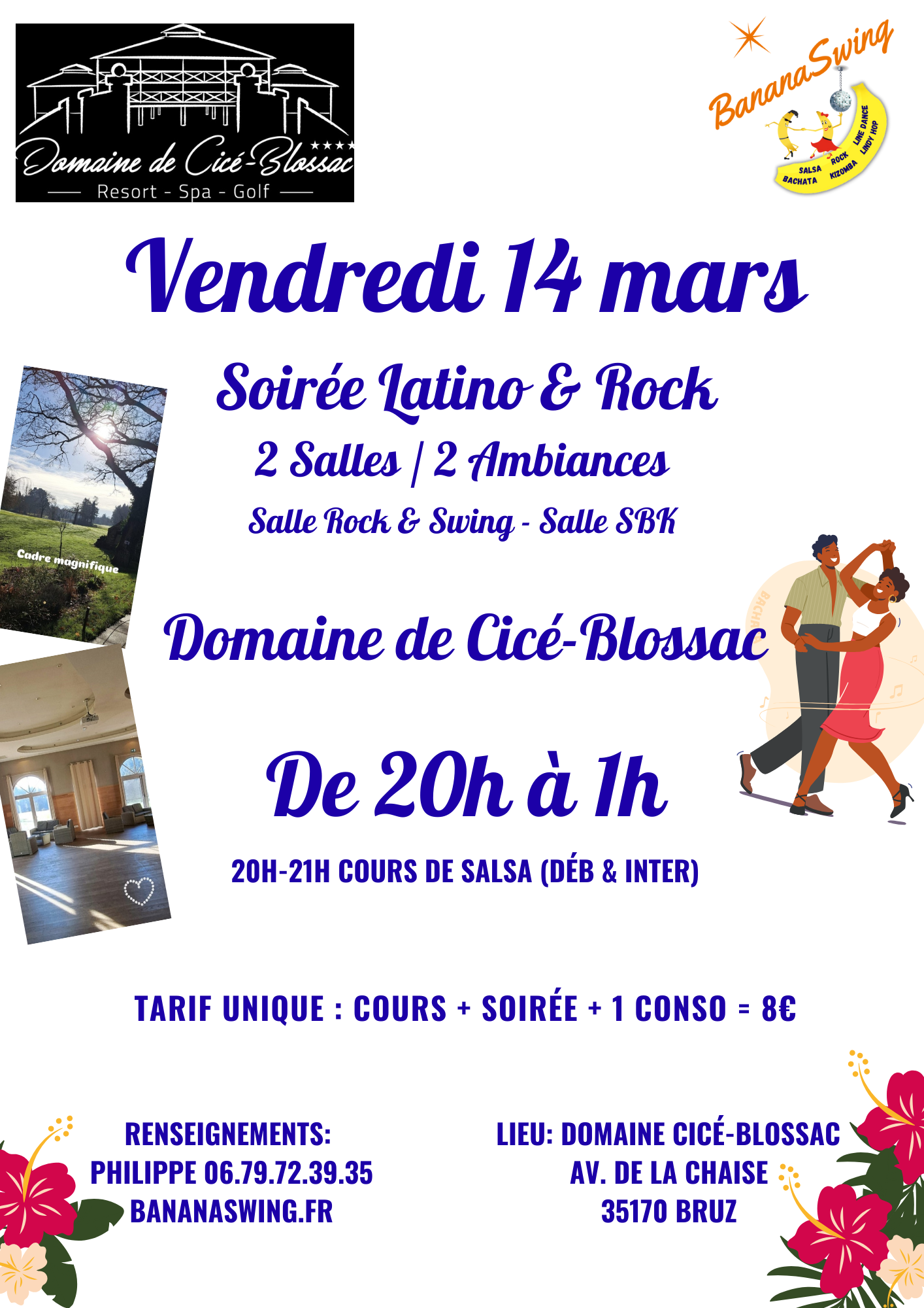 Stage de Salsa cubaine + Soirée Latino-Rock  au Domaine de Cicé-Blossac (2 salles 2 ambiances)