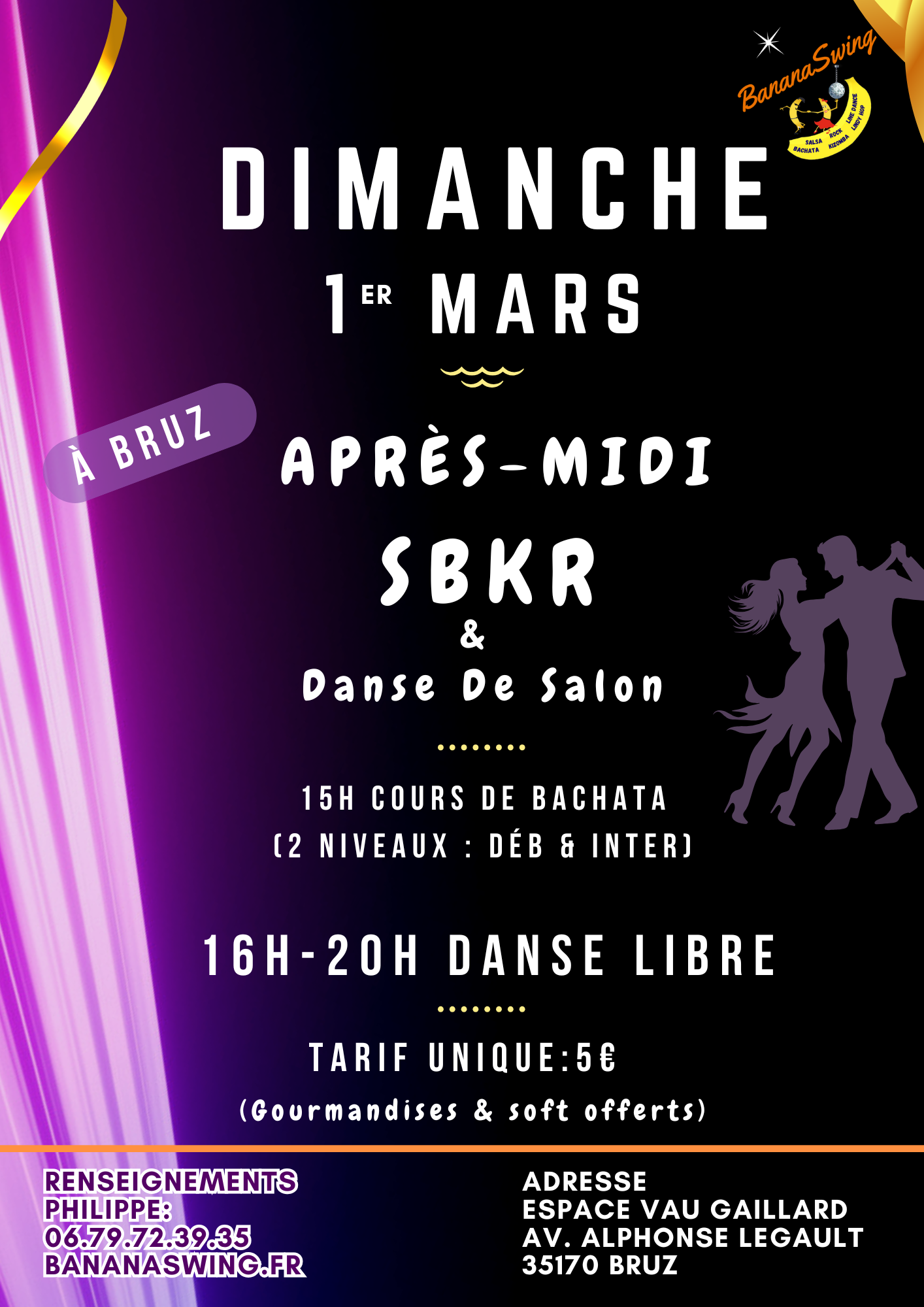 Stage de Bachata & aprèm' Latino-Rock + DS à l'Espace Vau Gaillard à Bruz