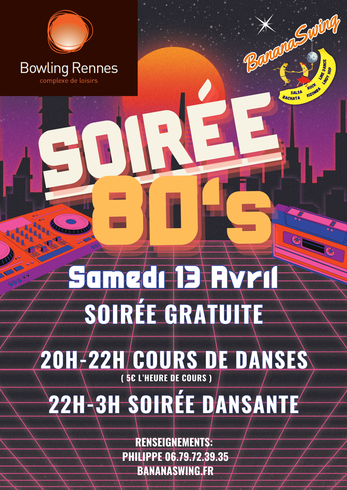 Line-dance et Rock + Soirée à thème "Années 80" au Bowling Alma