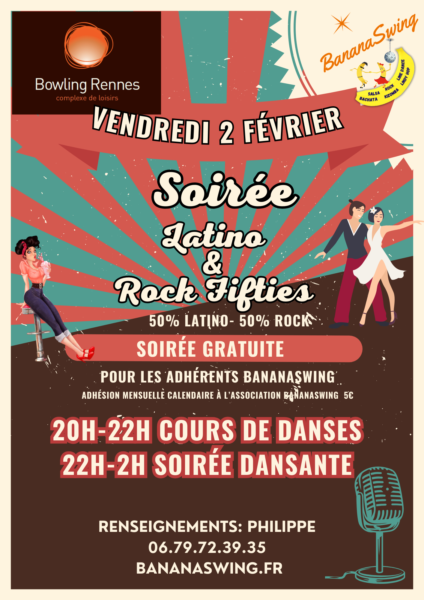 Lindy hop & Rock + Soirée Latino-Rock "Fifties" au Bowling Alma