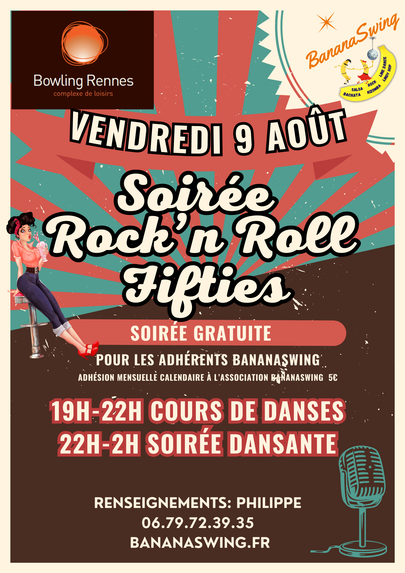 Bachata, Lindy hop & Rock + Soirée Latino-Rock "Fifties" au Bowling Alma