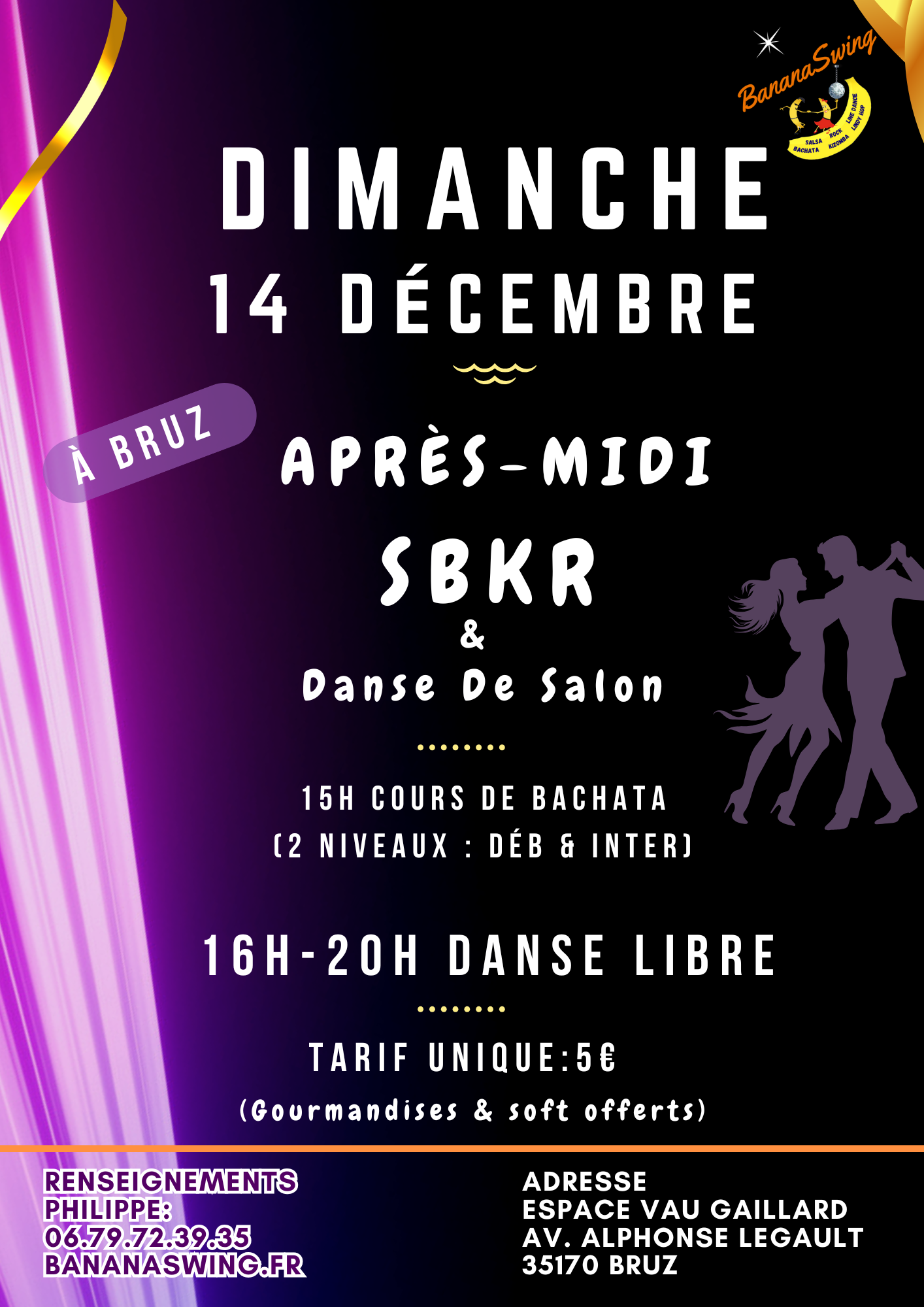 Stage de Bachata & aprèm' Latino-Rock + DS à l'Espace Vau Gaillard à Bruz