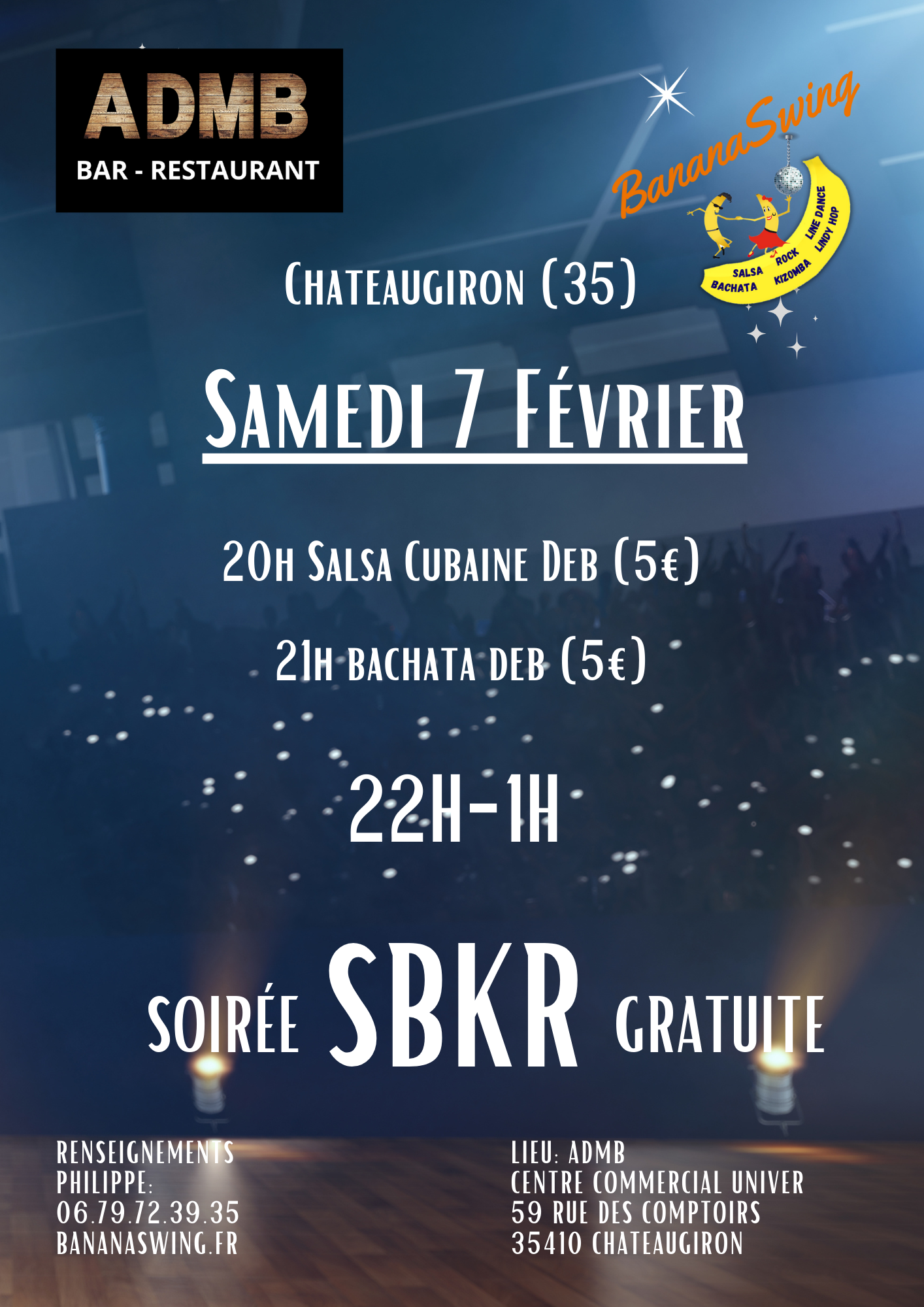 Stage de Salsa  et Bachata + Soirée Latino-Rock à l'ADMB à Chateaugiron