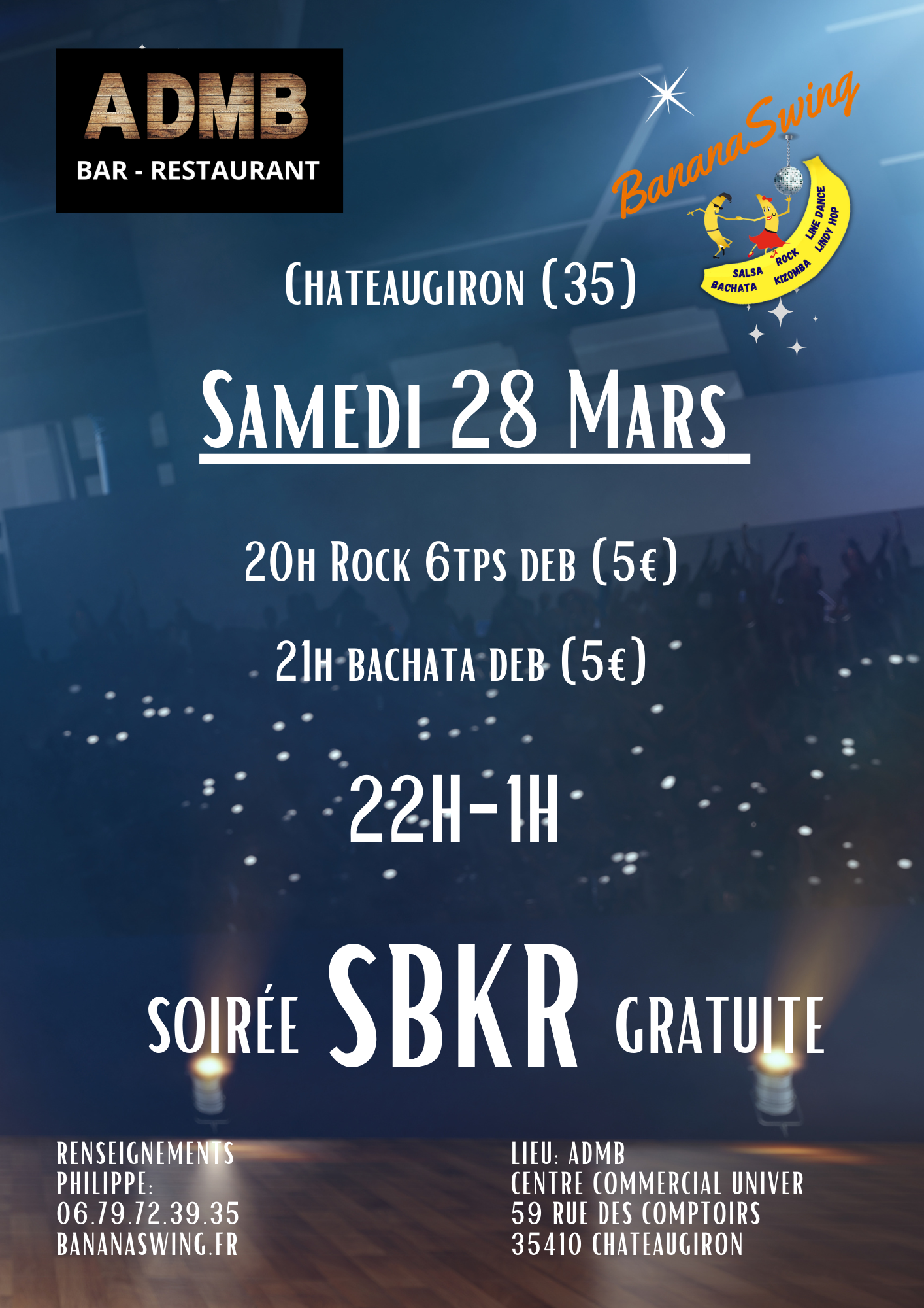 Stage de Rock et Bachata + Soirée 50% SBK + 50% Rock à l'ADMB à Chateaugiron