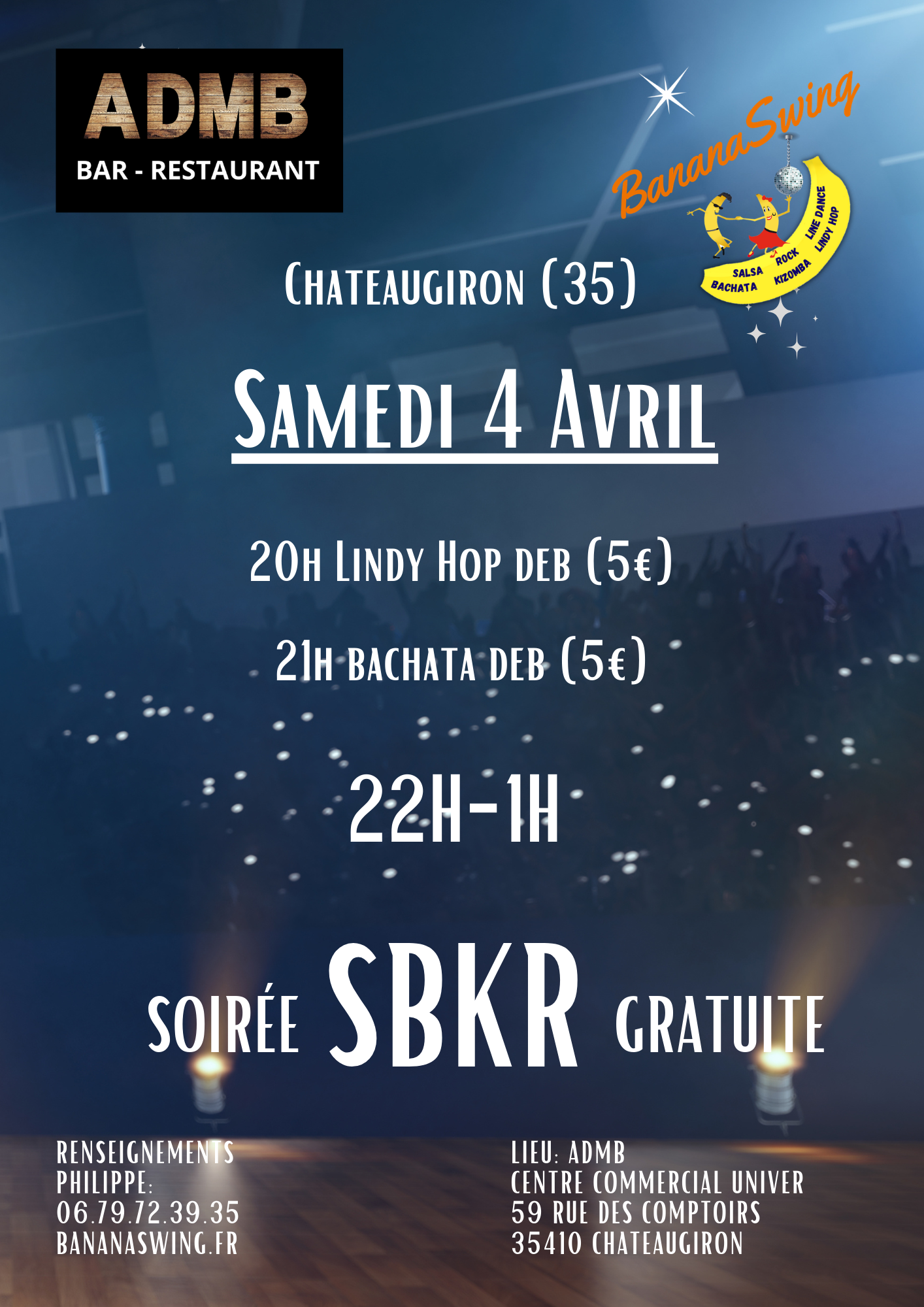 Stage de Rock et Bachata + Soirée 50% SBK + 50% Rock à l'ADMB à Chateaugiron