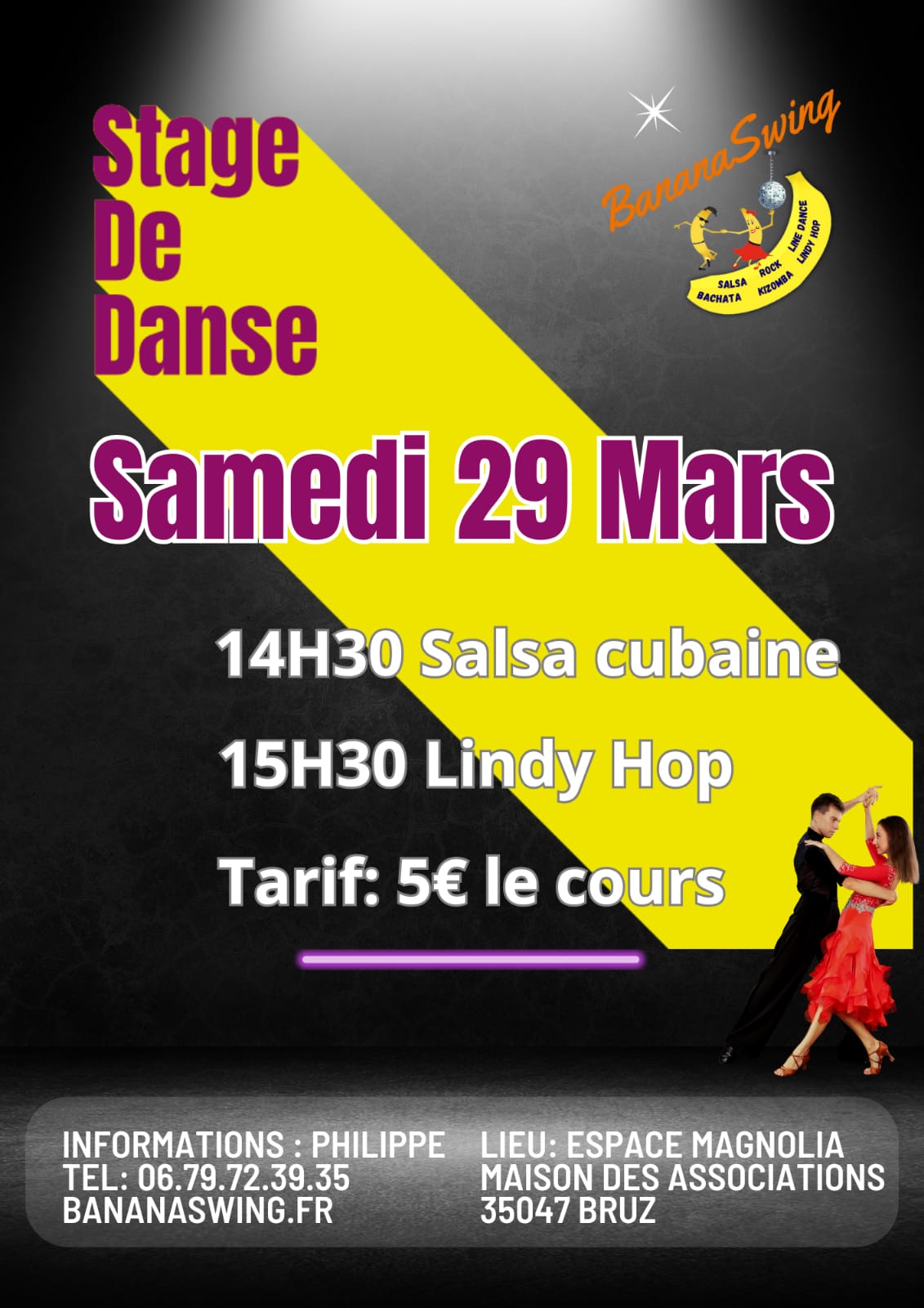 Stage de Lindy hop et Salsa cubaine à la Maison des Associations à Bruz